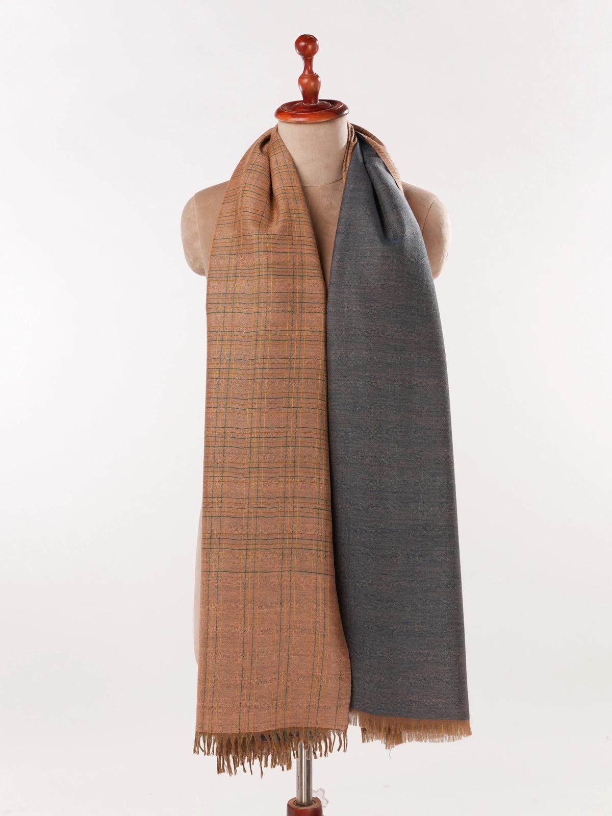 Caramel Tan and Slate Grey Dual Shade Soft Pashmina Shawl