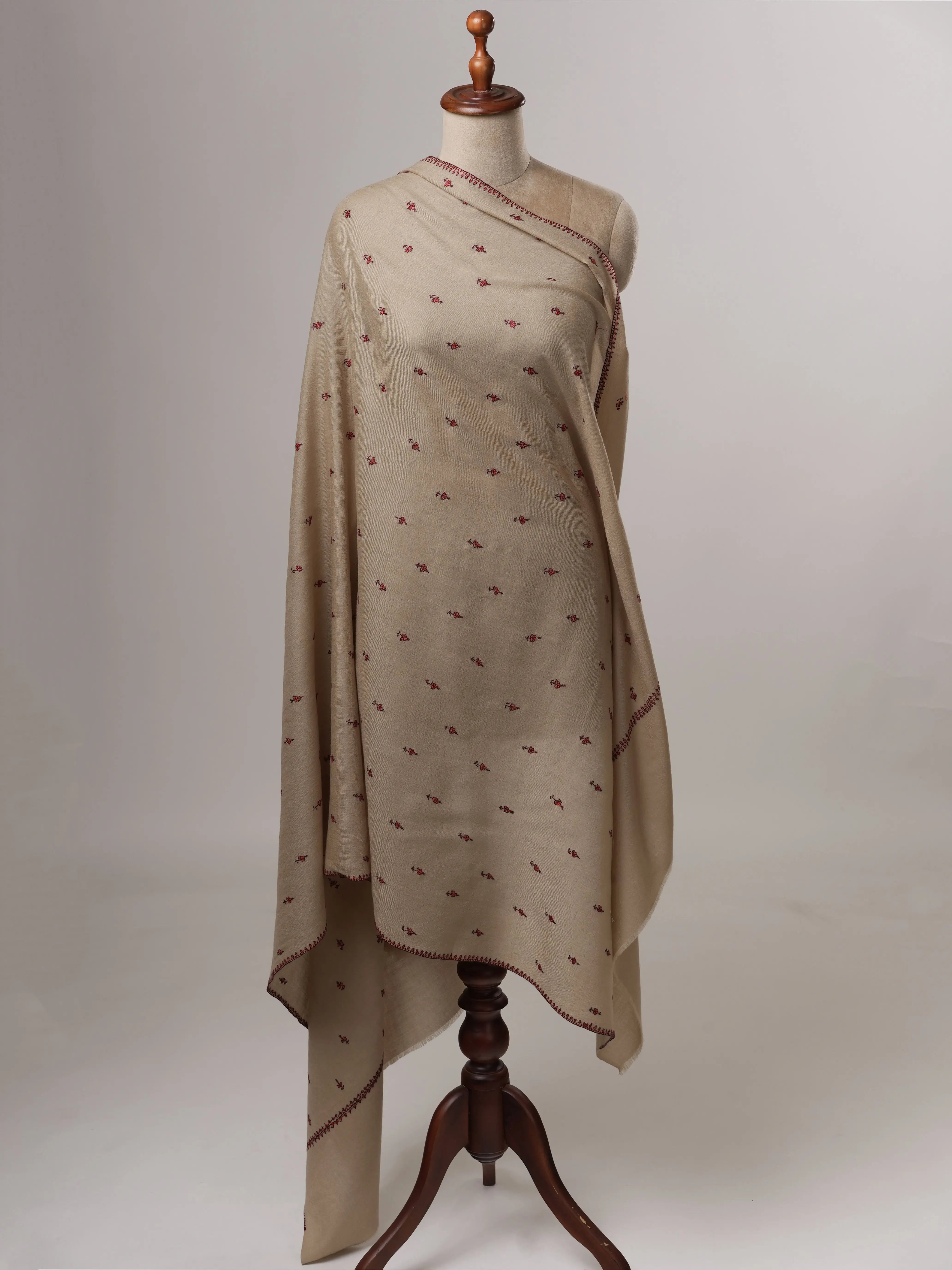 Hand Embroidered Machie Booti Fine Wool Shawl Shahkaar