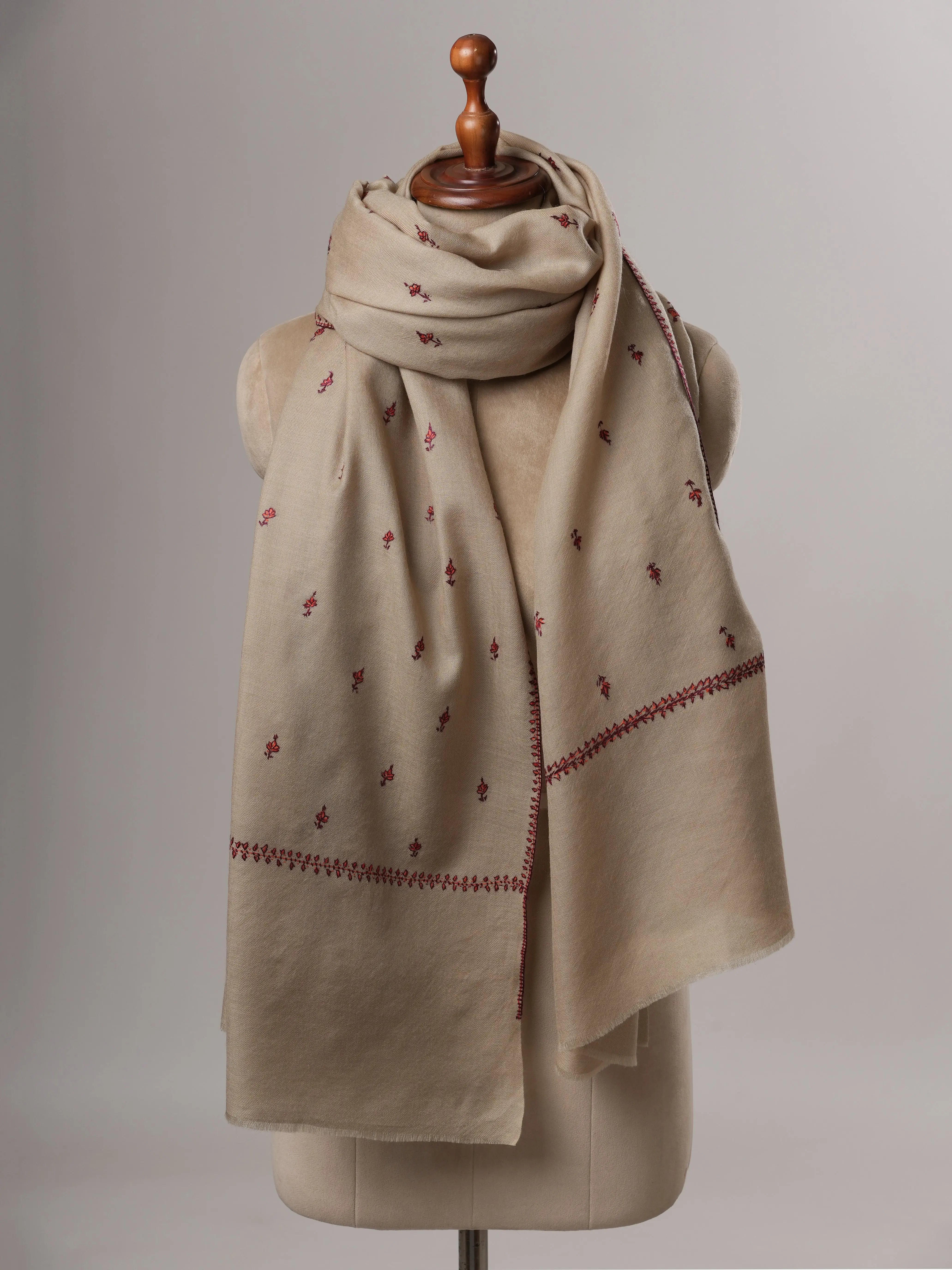 Hand Embroidered Machie Booti Fine Wool Shawl Shahkaar