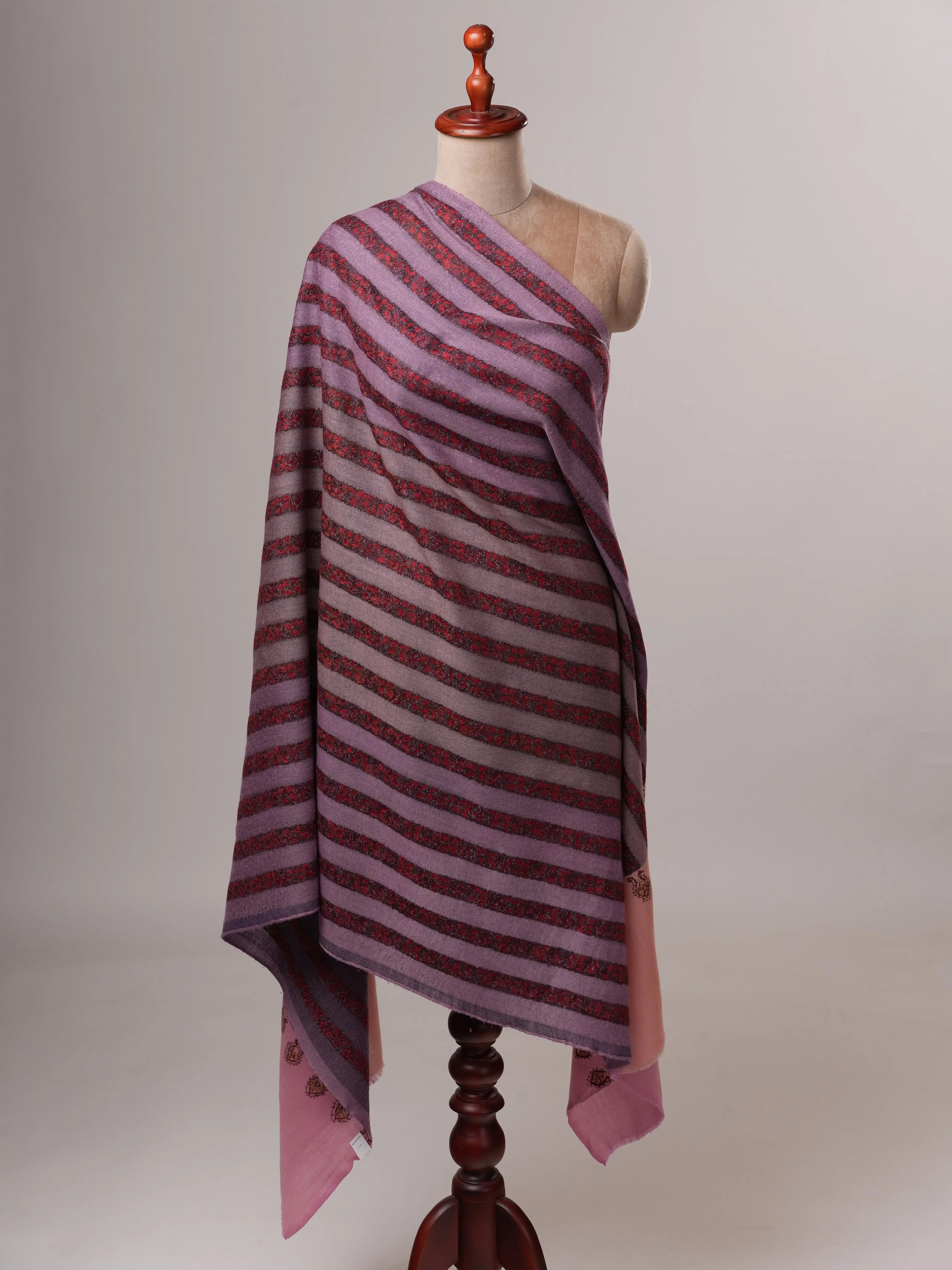 Silk Wool Shawl in Purple Hue with Khatrass Hand Embroidery Shahkaar