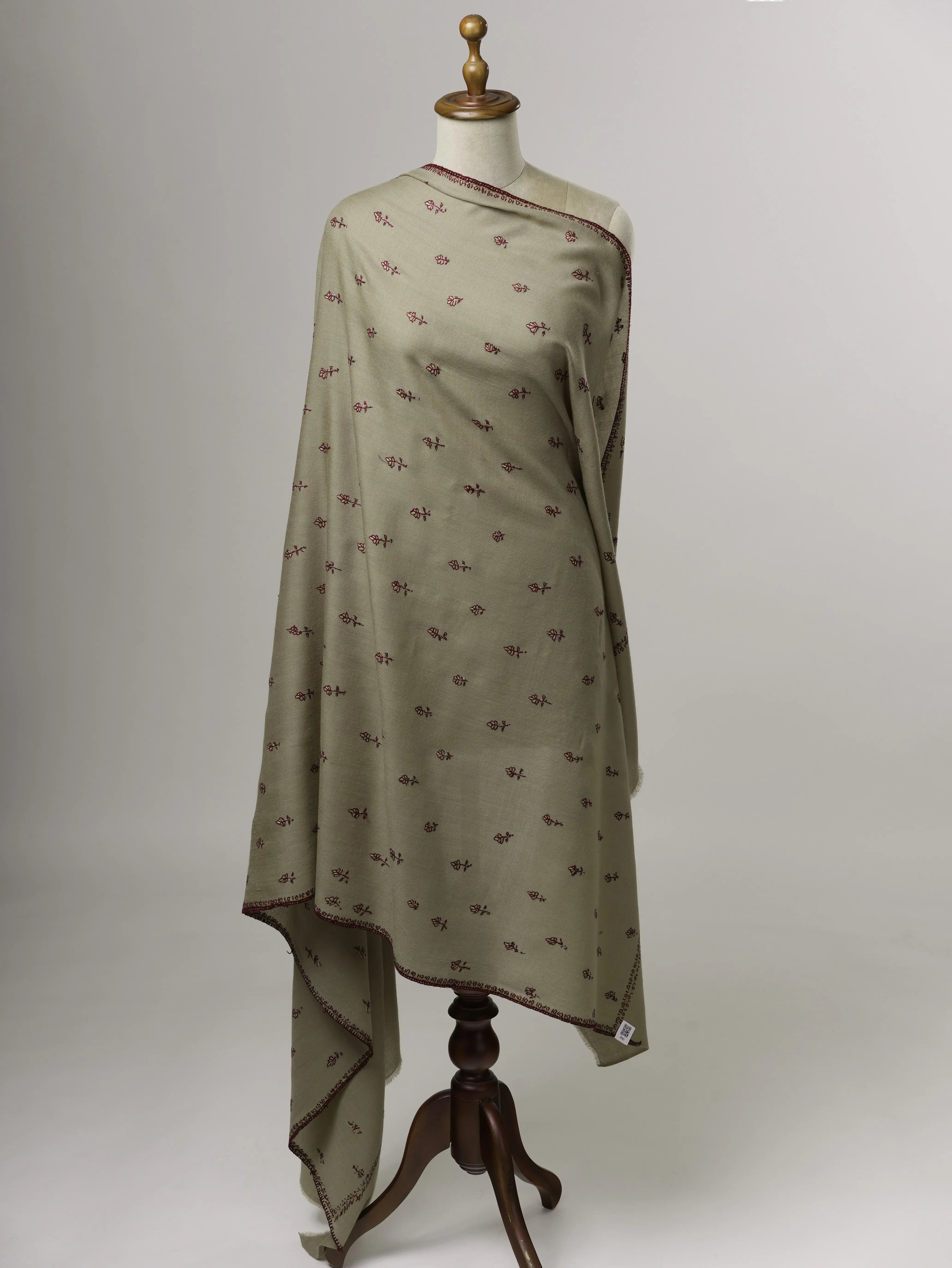 Soft Fine Wool Shawl with Handcrafted Mache Booti Embroidery Shahkaar