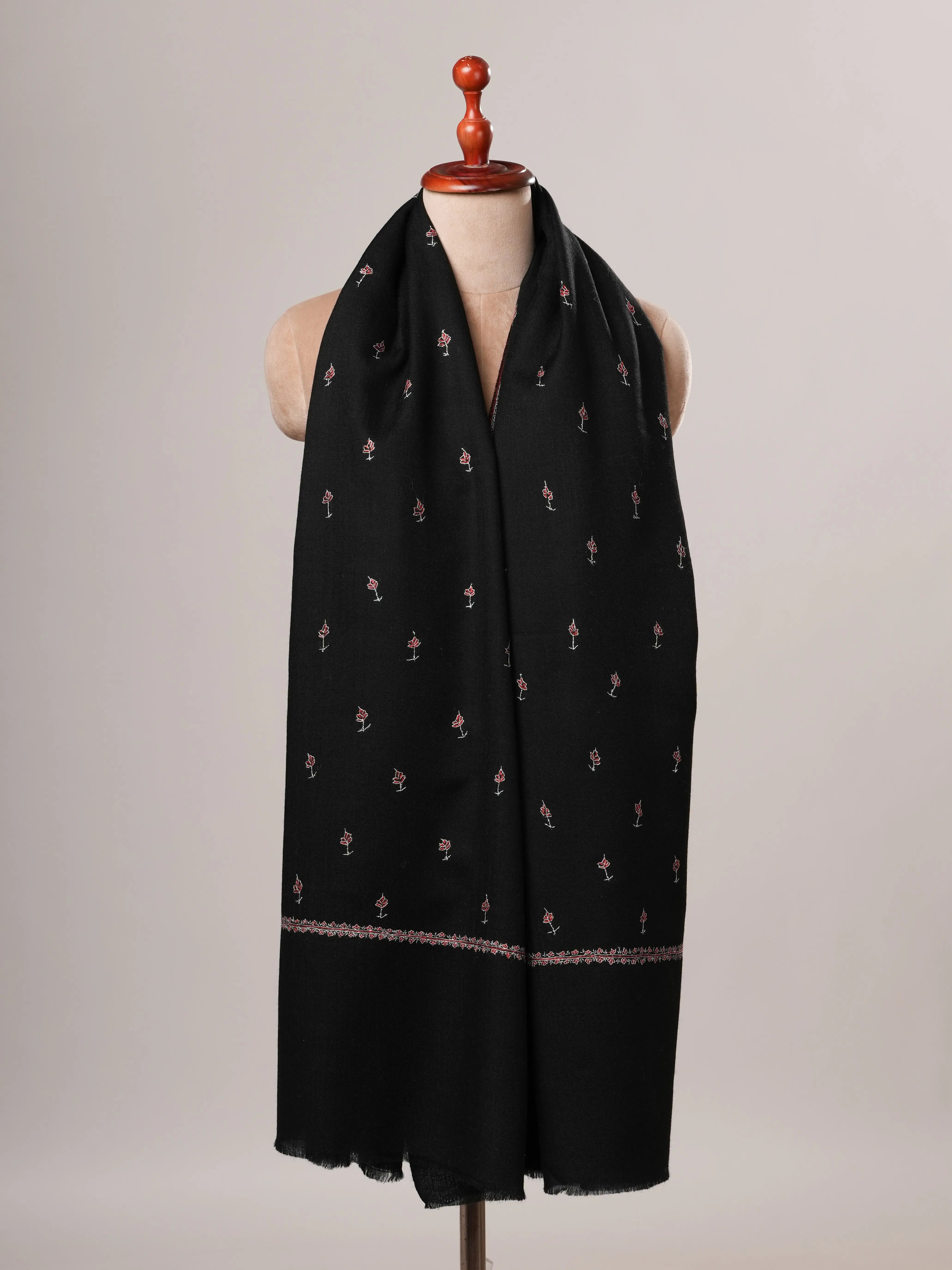 Black Machie Booti Fine Wool Kashmiri Shawl Shahkaar Global