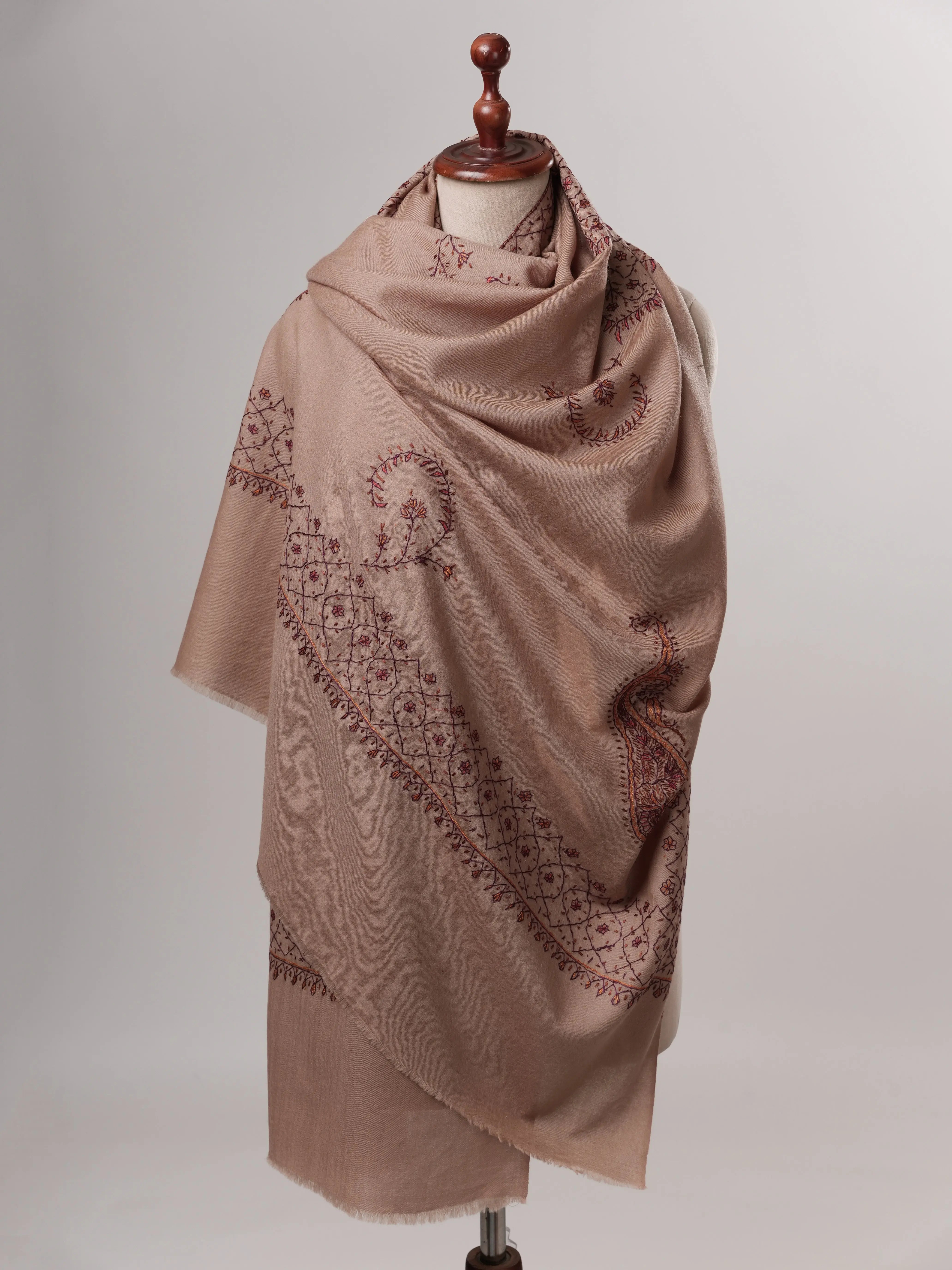 Fine Wool Indian Shawl with Hand Embroidery Shahkaar