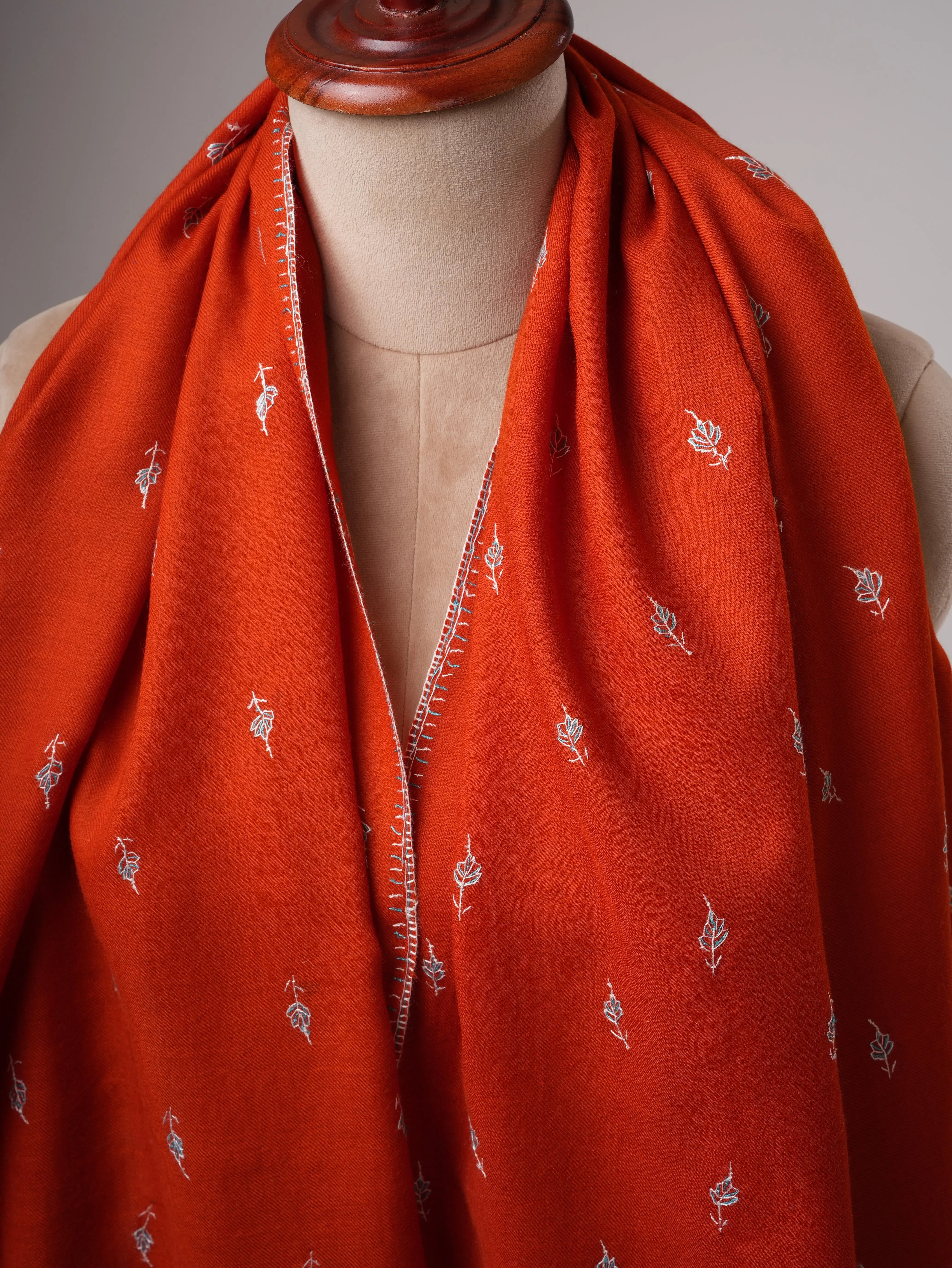 Hand Embroidered Kashmiri Fine Wool Mache Booti Motif Shawl Shahkaar