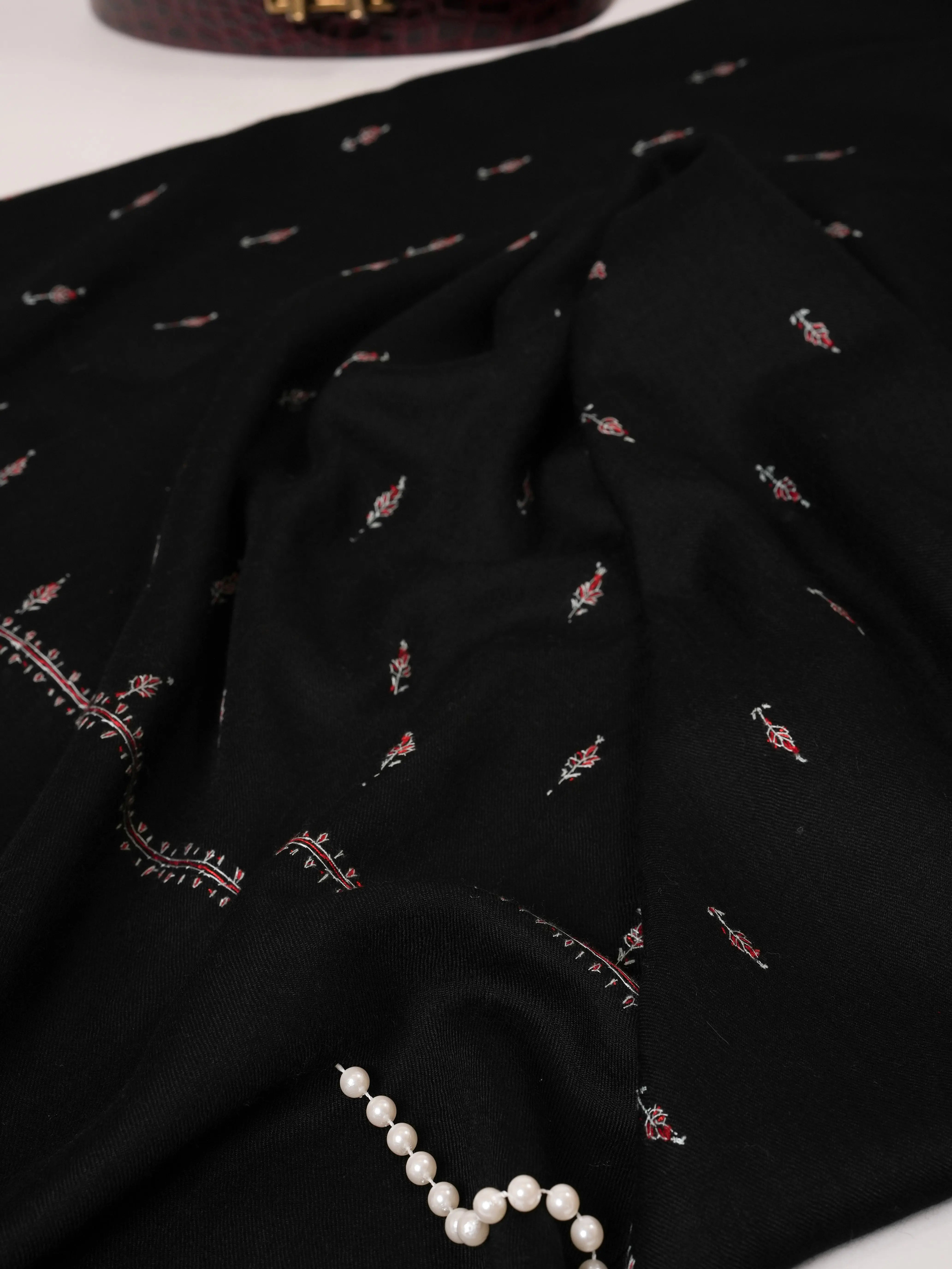 Fine Wool Black Kashmiri Machie Booti Shawl Shahkaar Global