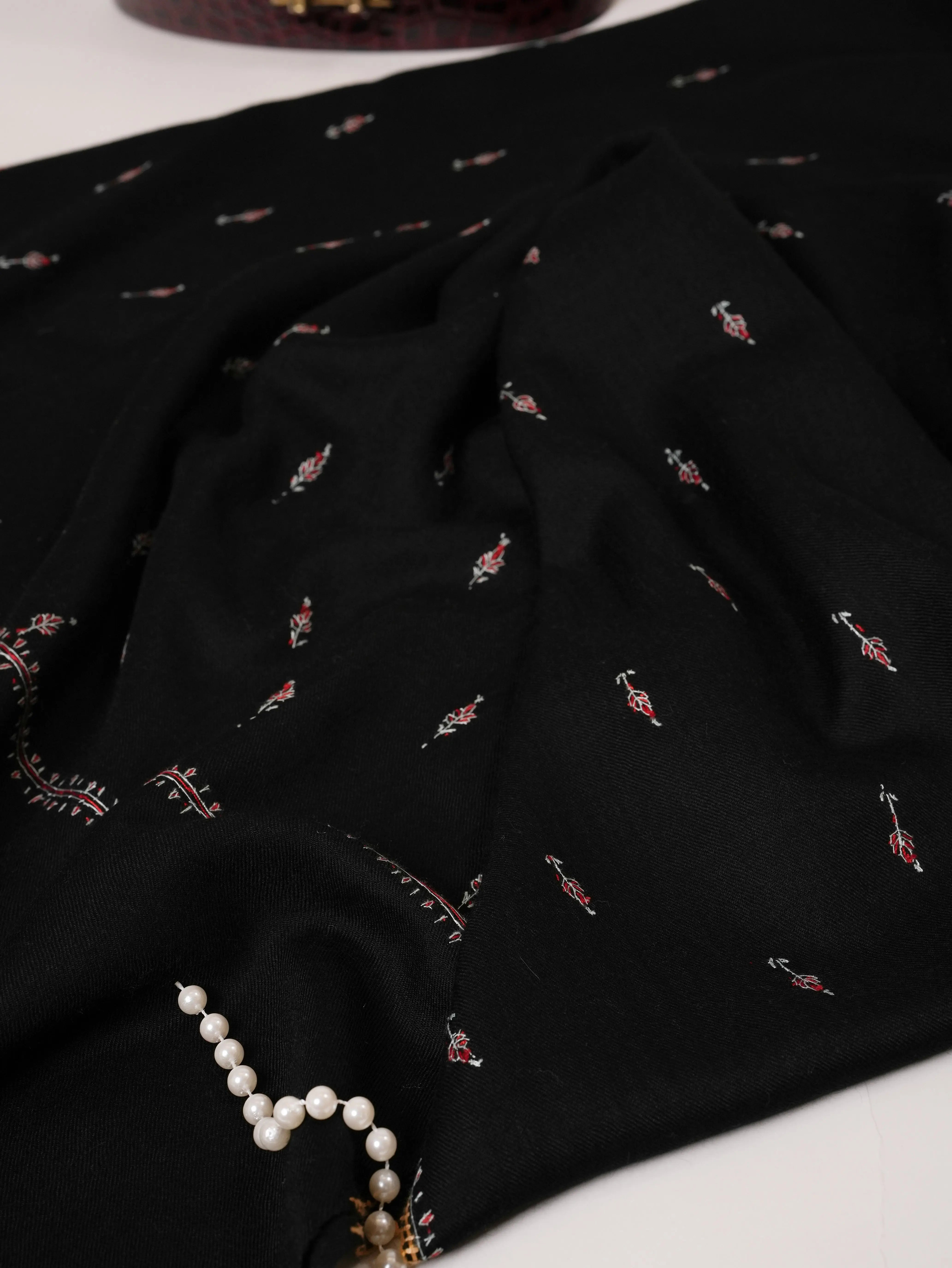 Fine Wool Black Kashmiri Machie Booti Shawl Shahkaar Global