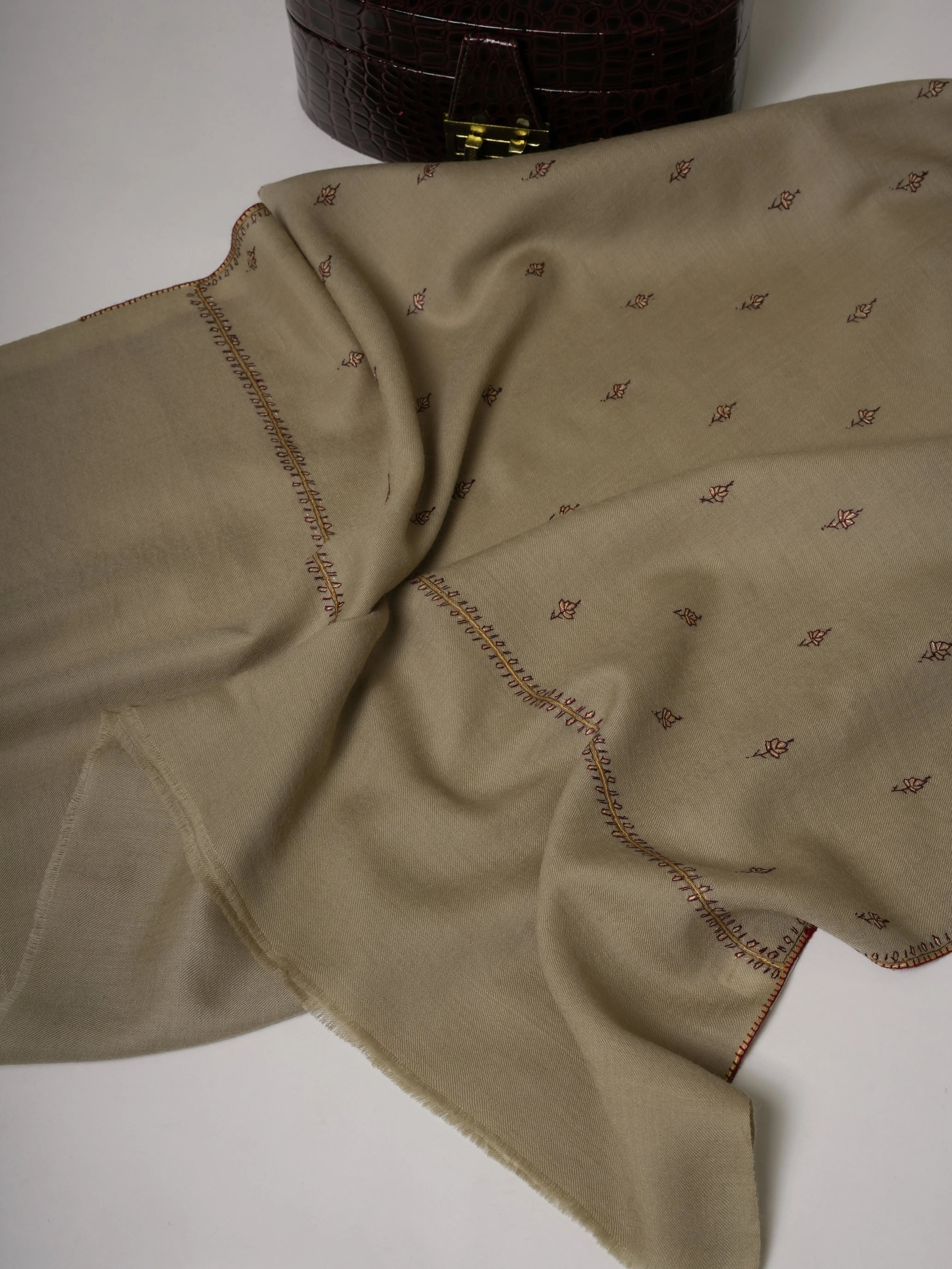 Hand Embroidered Fine Wool Soft Machie Booti Shawl Shahkaar