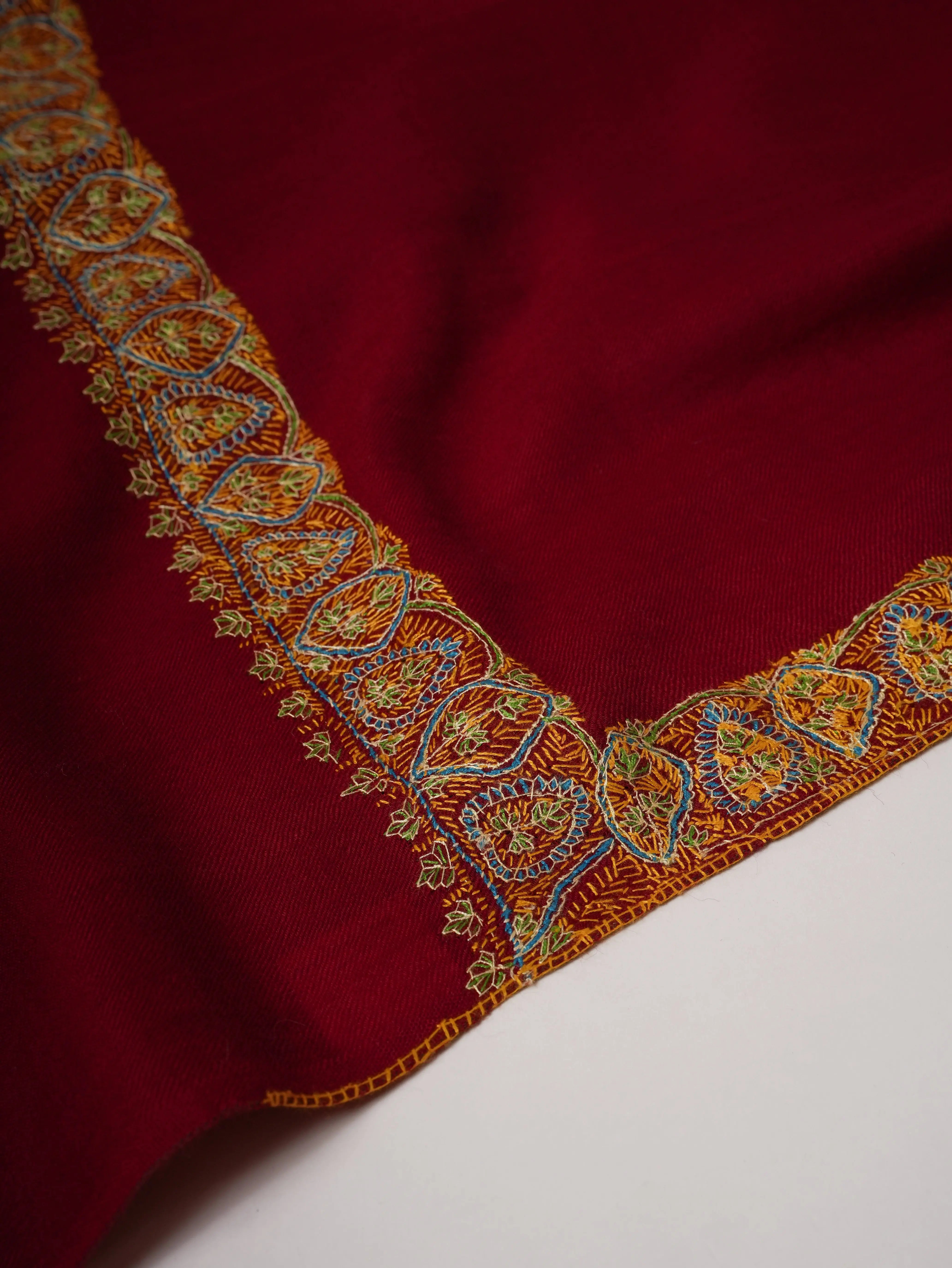 Hand Embroidered Fine Wool Warm Kashmiri Shawl Shahkaar