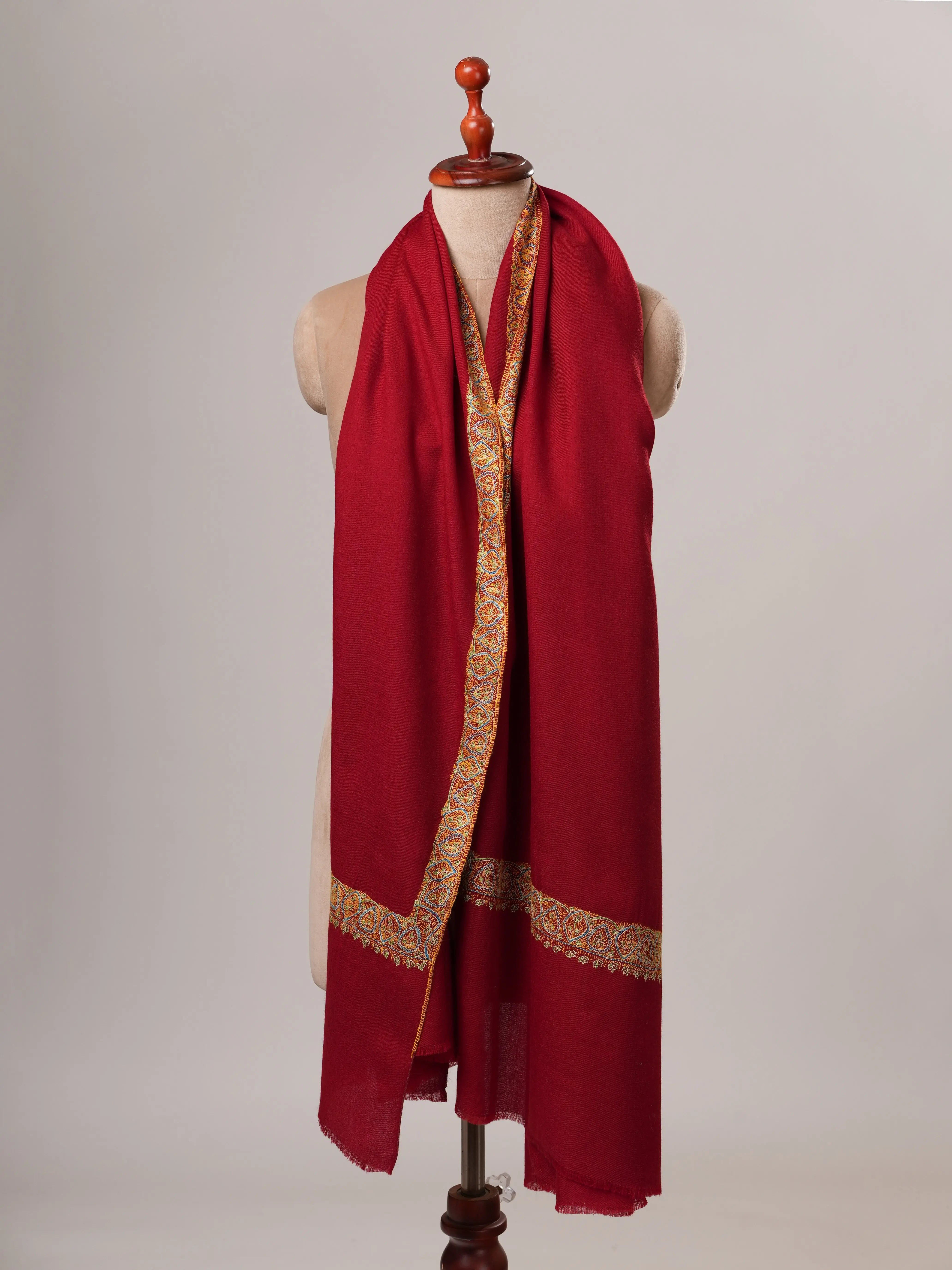 Hand Embroidered Fine Wool Warm Kashmiri Shawl Shahkaar