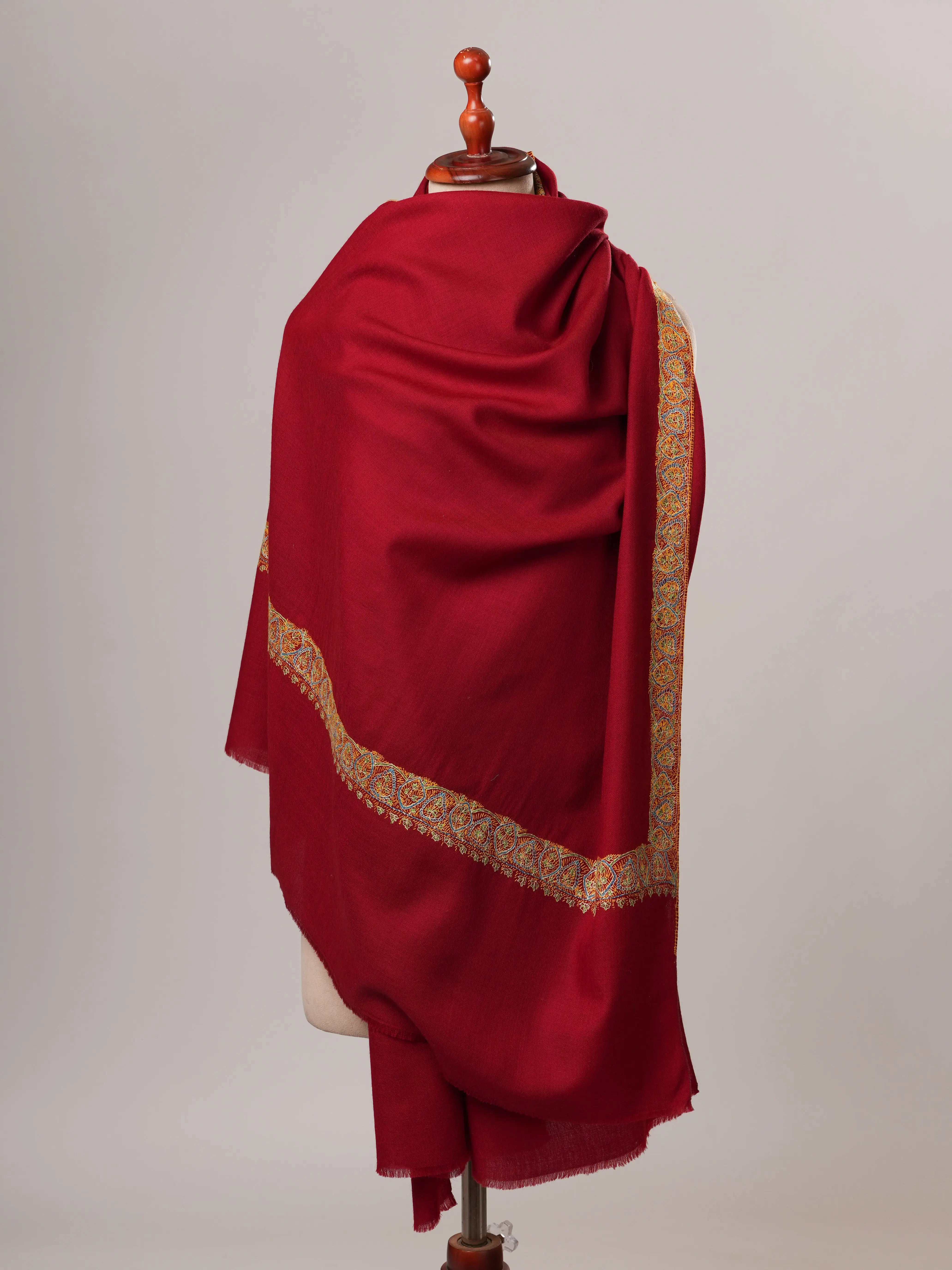 Hand Embroidered Fine Wool Warm Kashmiri Shawl Shahkaar