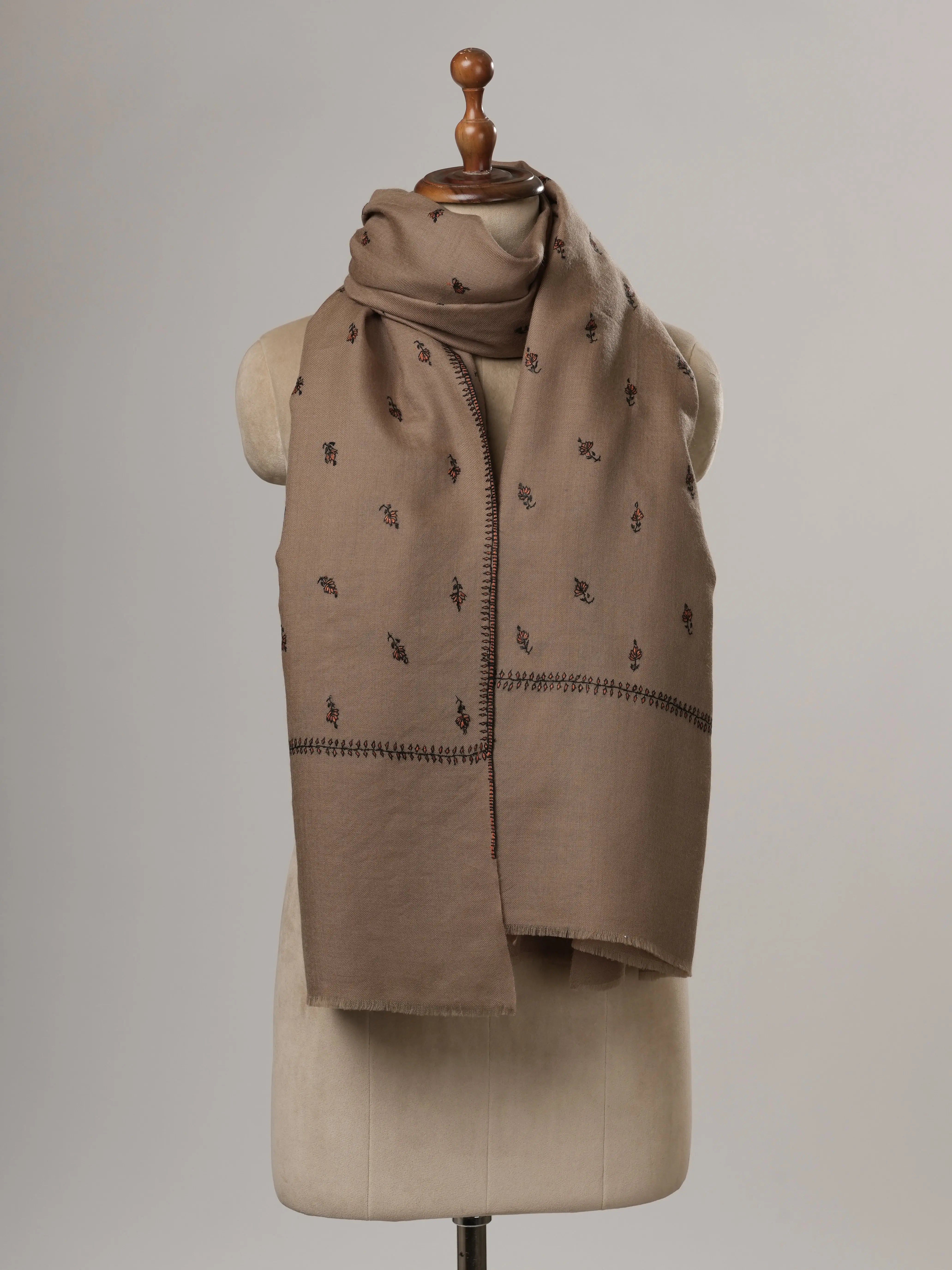 Hand Embroidered Fine Wool Soft Shawl with Machie Booti Shahkaar