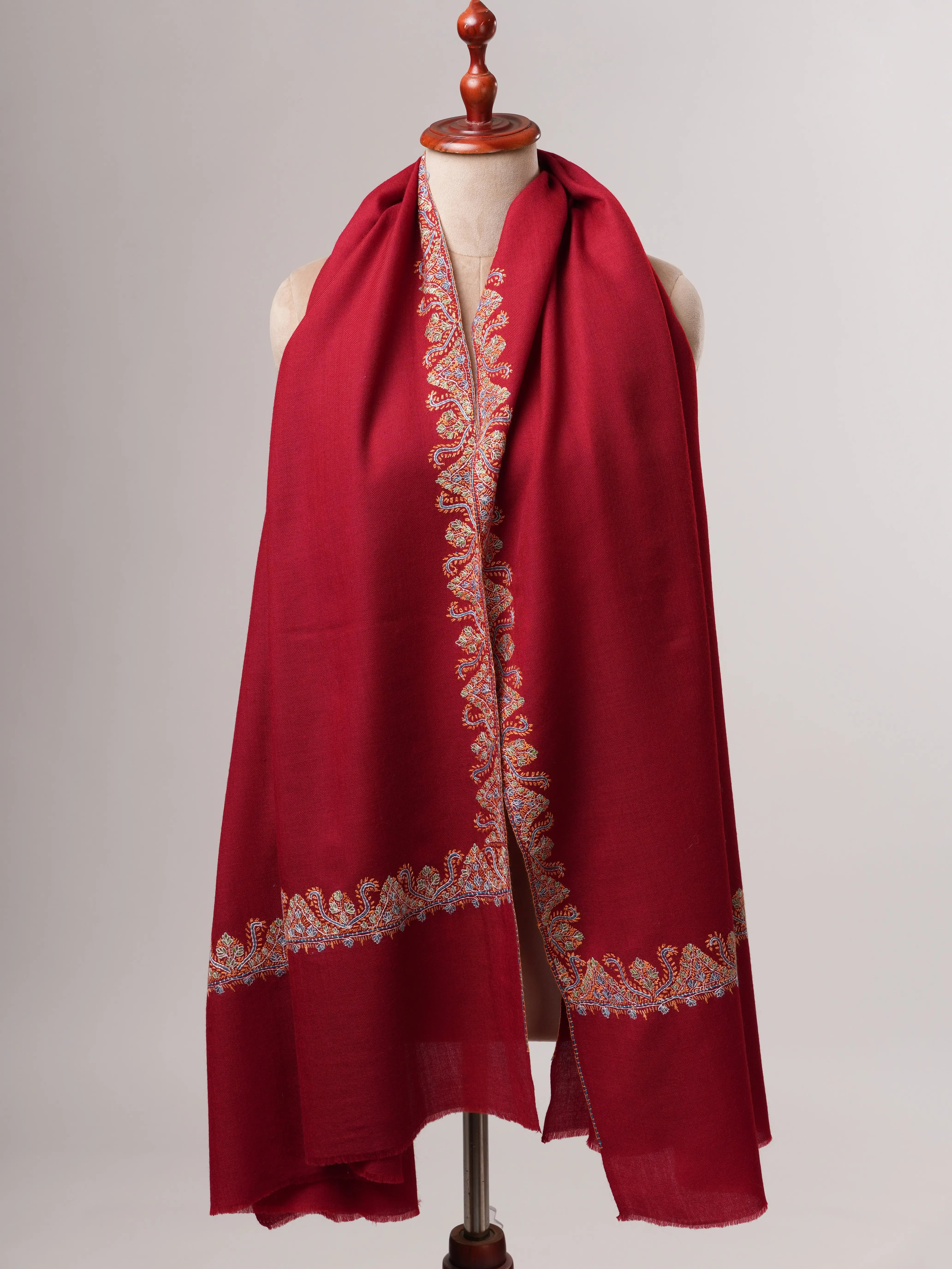 Hand Embroidered Neemdaur Motif Fine Wool Festive Wrap Shahkaar