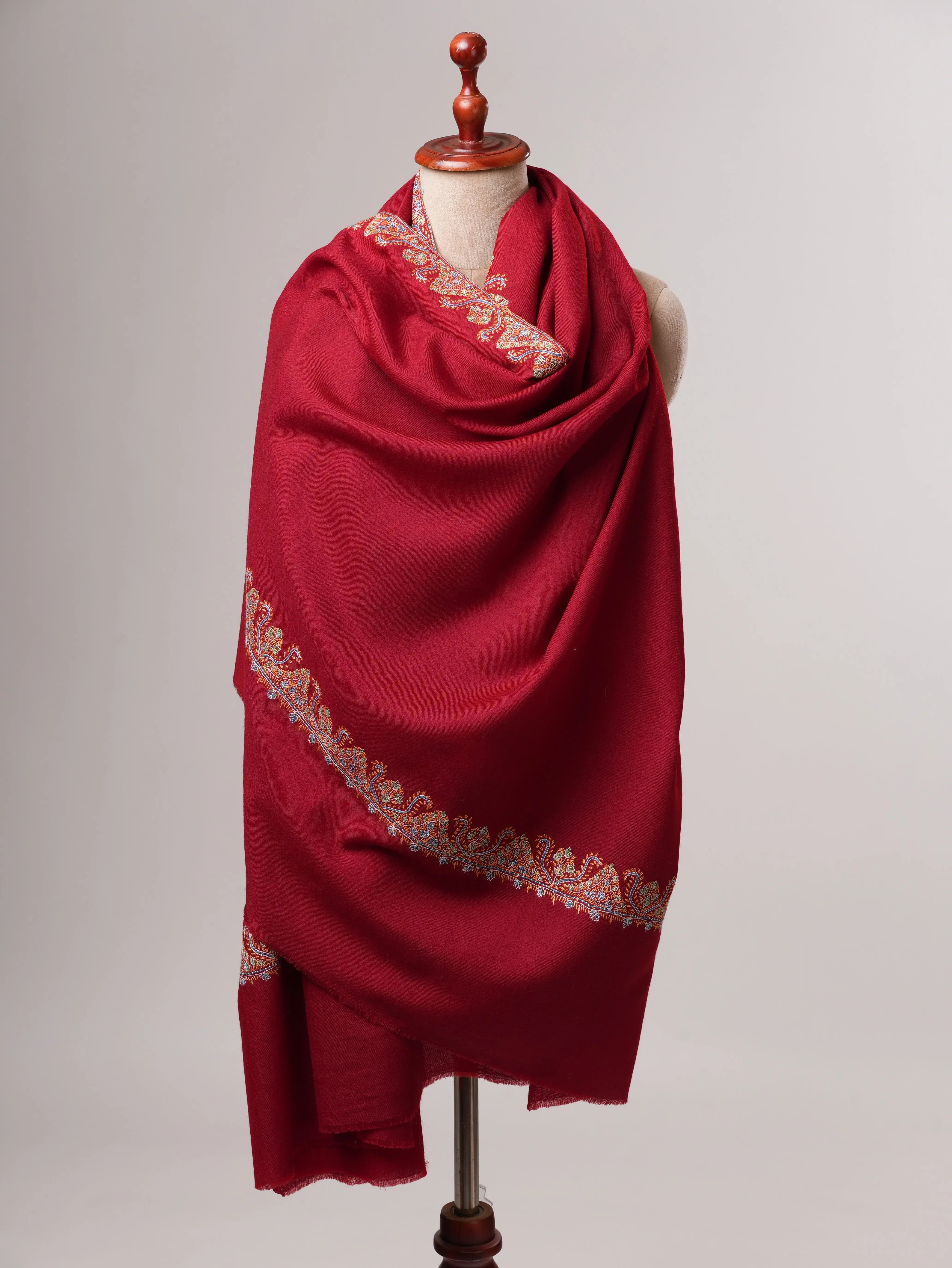 Hand Embroidered Neemdaur Motif Fine Wool Festive Wrap Shahkaar