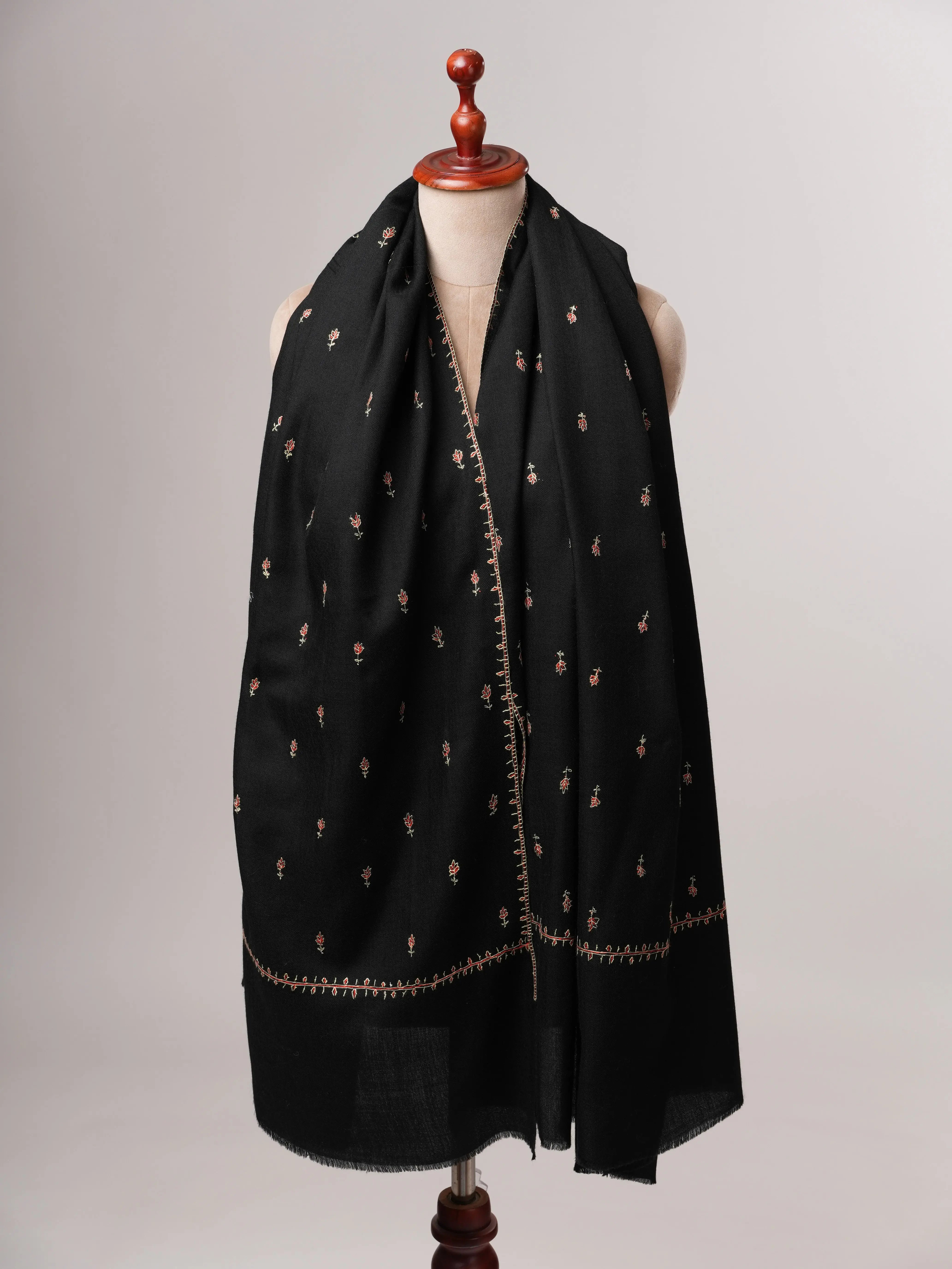 Artisanal Kashmiri Shawl in Fine Wool with Mache Booti Motifs Shahkaar