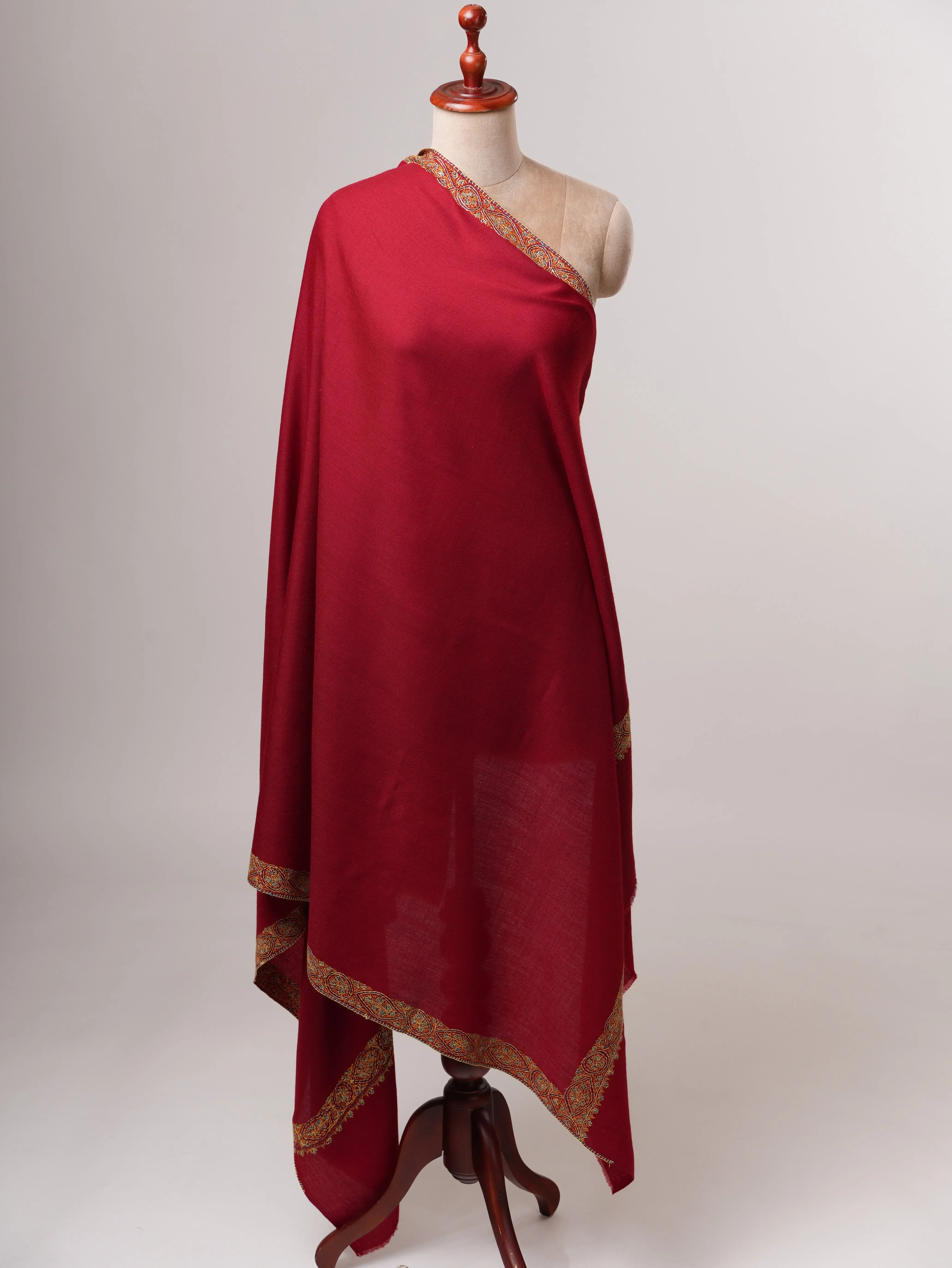 Artisan Made Fine Wool Shawl with Classic Neemdaur Handwork Shahkaar