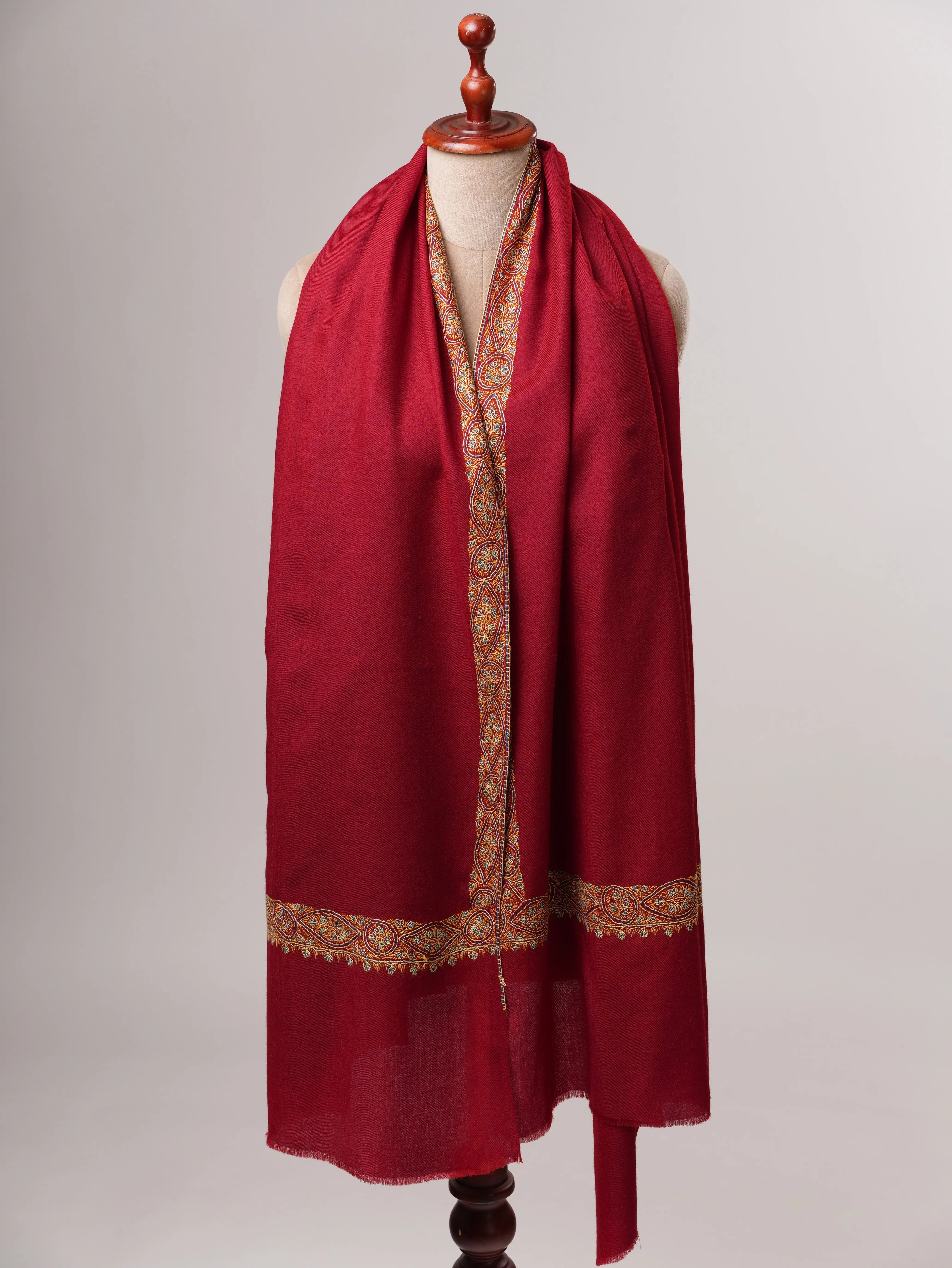 Artisan Made Fine Wool Shawl with Classic Neemdaur Handwork Shahkaar