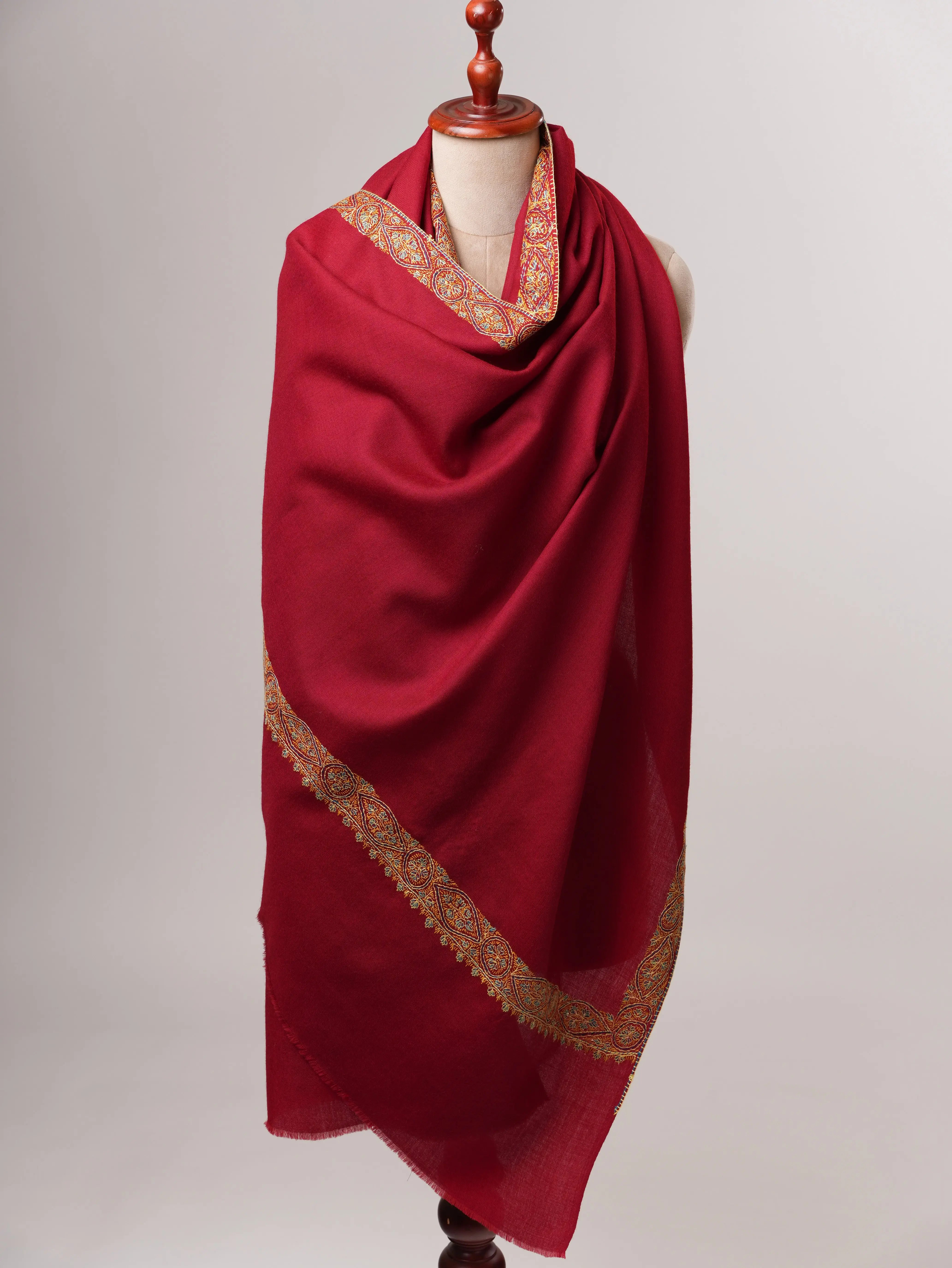 Artisan Made Fine Wool Shawl with Classic Neemdaur Handwork Shahkaar