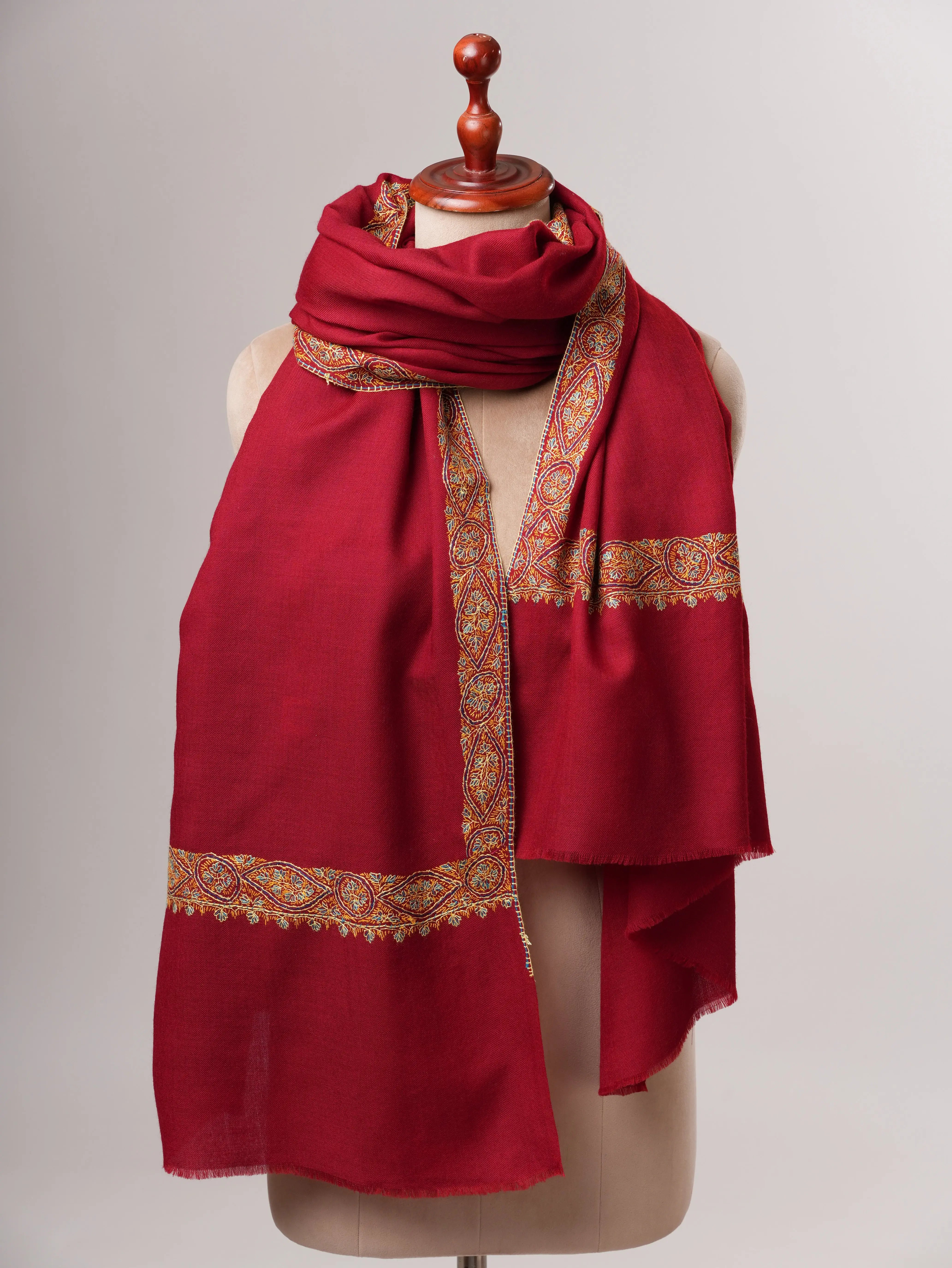 Artisan Made Fine Wool Shawl with Classic Neemdaur Handwork Shahkaar