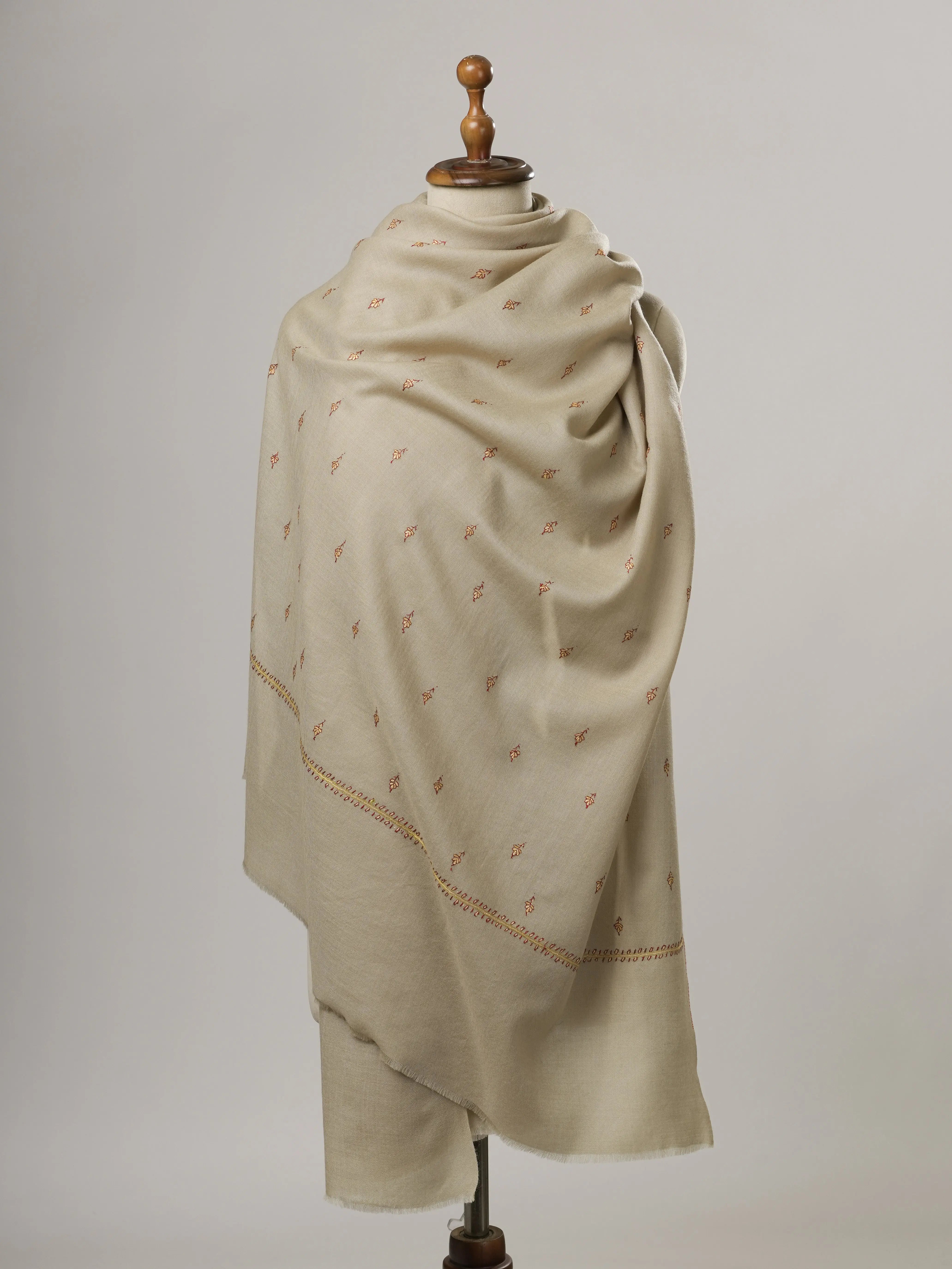 Fine Wool Shawl with Machie Booti Hand Embroidery Shahkaar