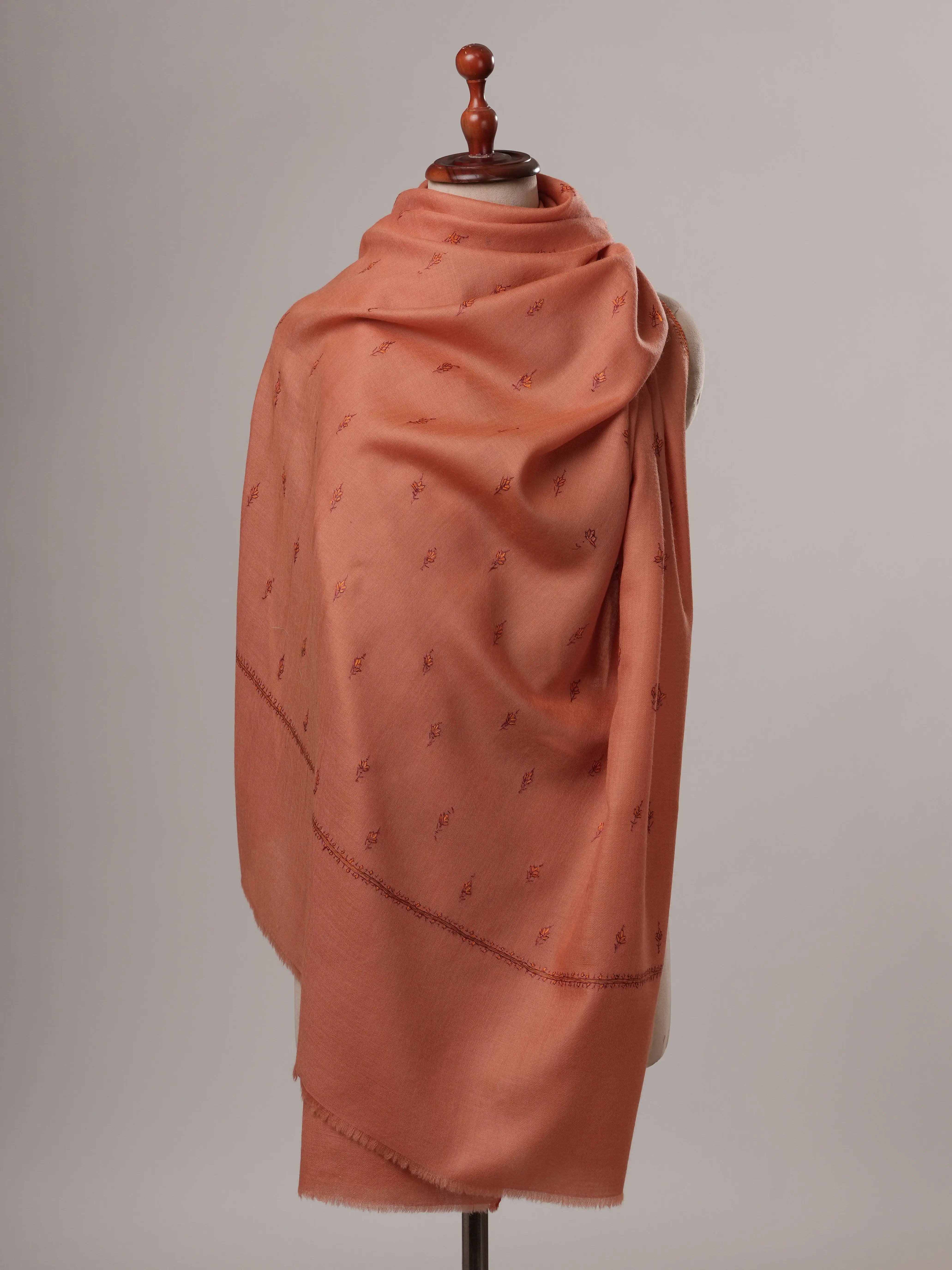 Fine Wool Hand Embroidered Machie Booti Kashmiri Shawl Shahkaar