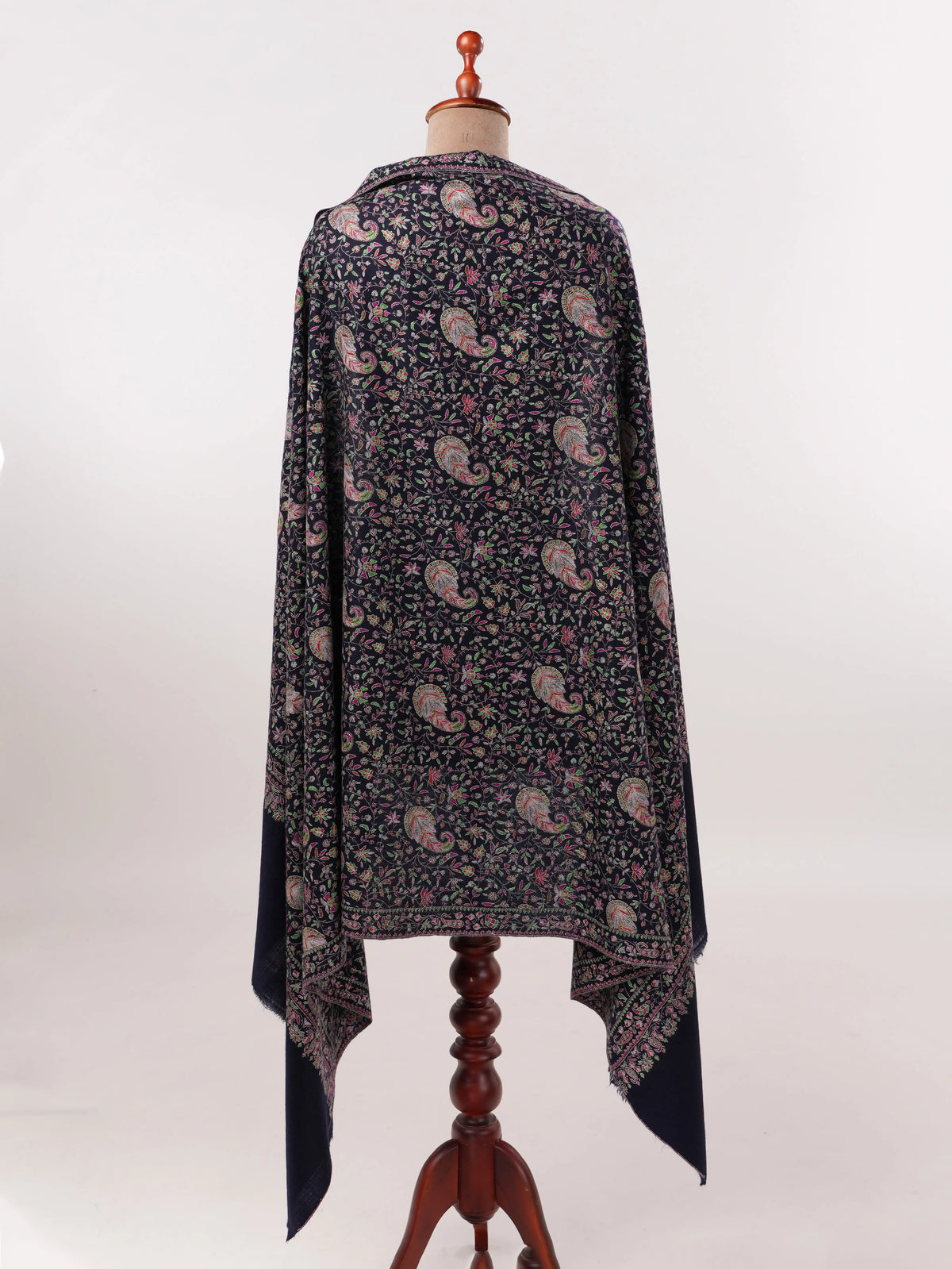 Koyu İndigo El İşi Jamawar Yumuşak Pashmina Şal