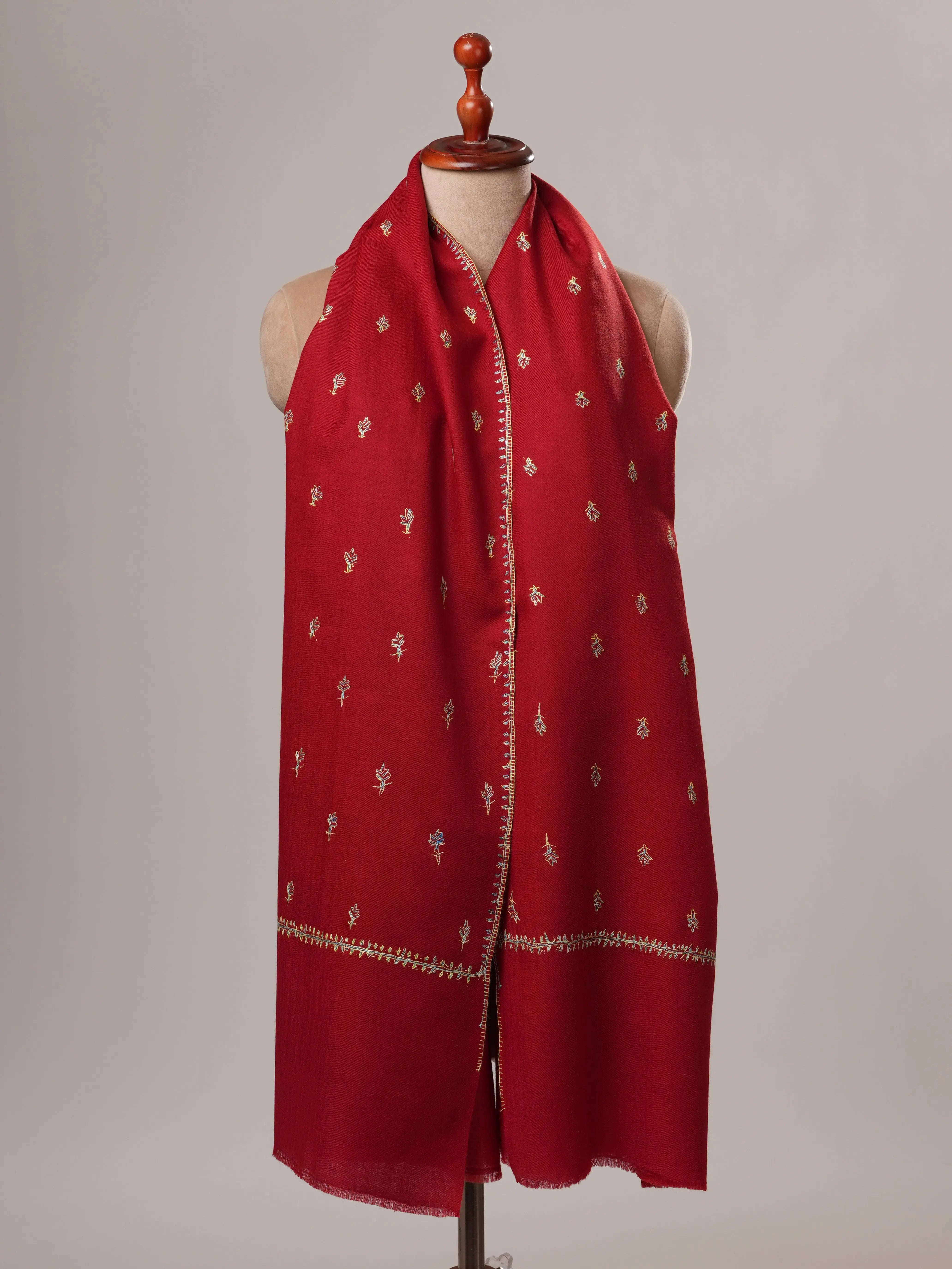 Machie Booti Fine Wool Hand Embroidered Kashmiri Shawl Shahkaar
