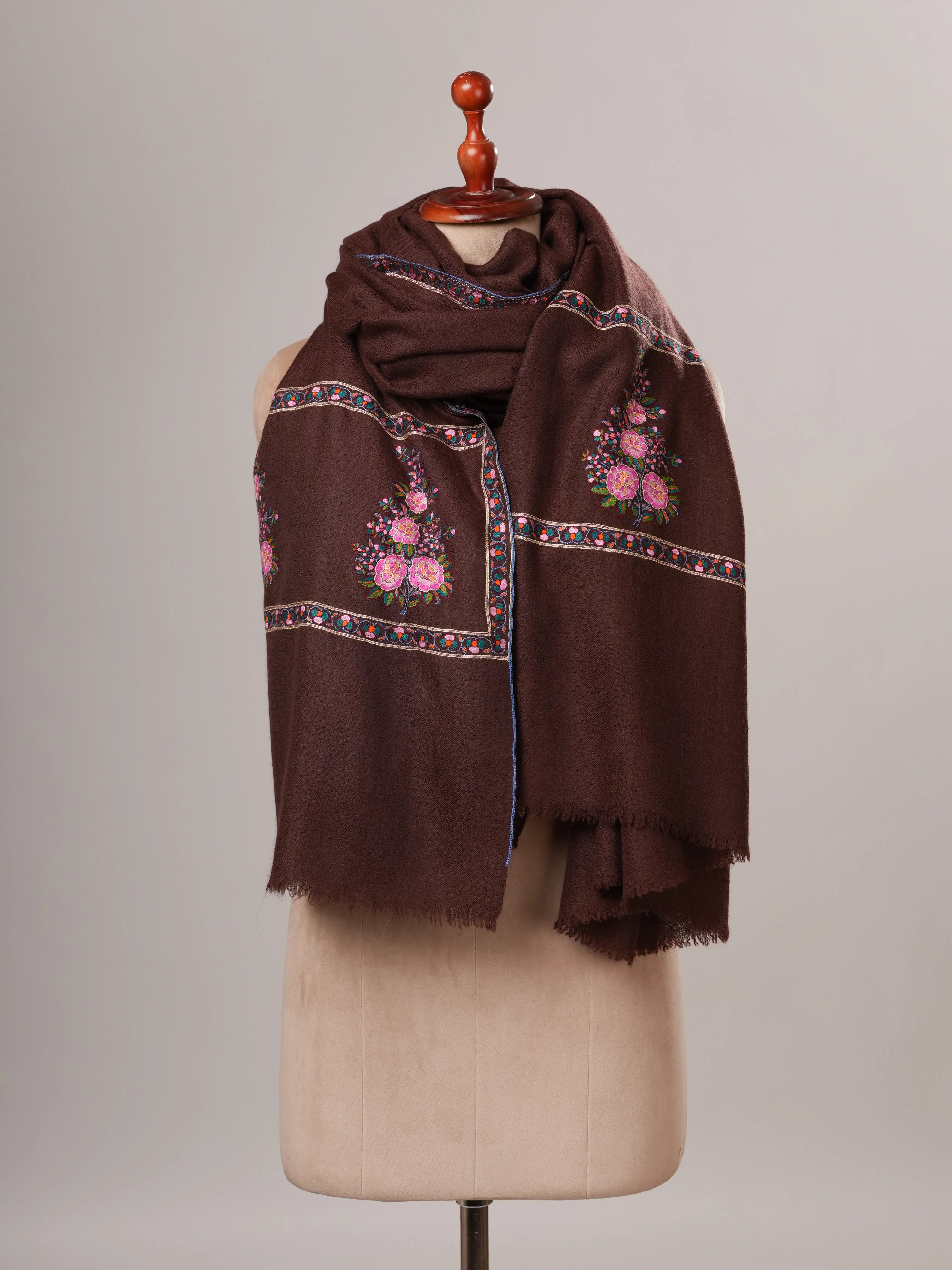 Oversized Floral Palla Hand Embroidered Pashmina Shawl Shahkaar Global