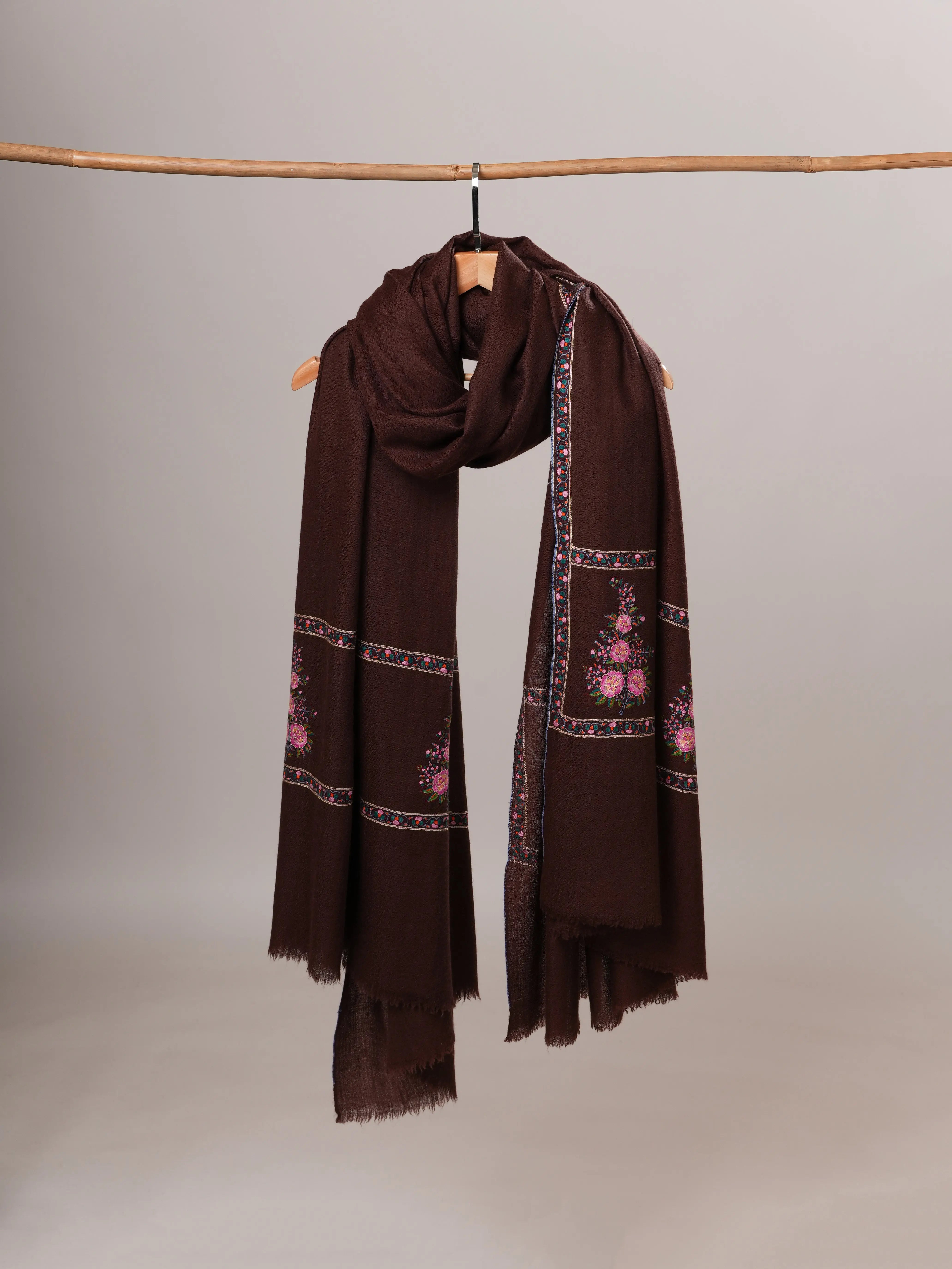 Oversized Floral Palla Hand Embroidered Pashmina Shawl Shahkaar Global