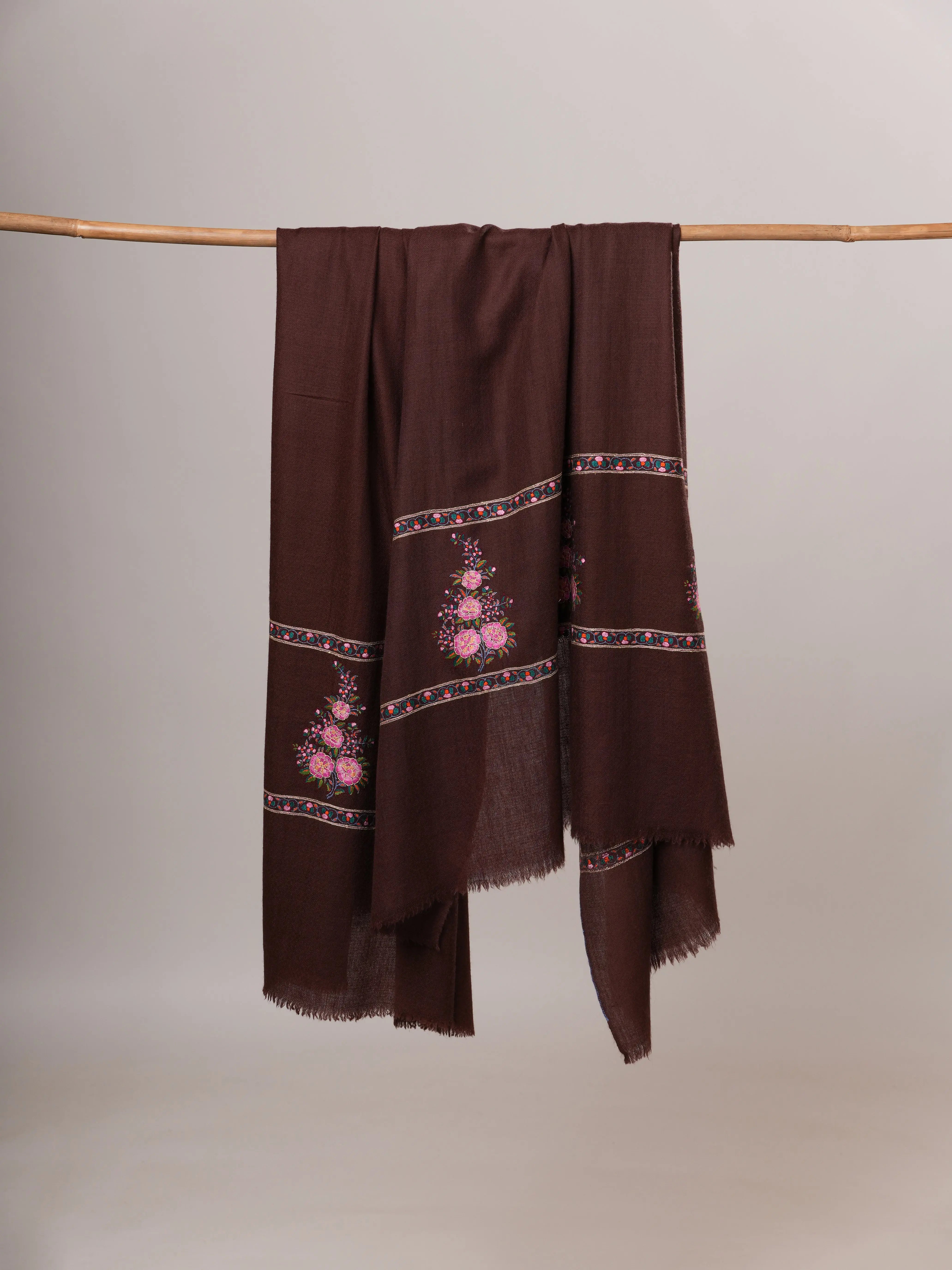 Oversized Floral Palla Hand Embroidered Pashmina Shawl Shahkaar Global