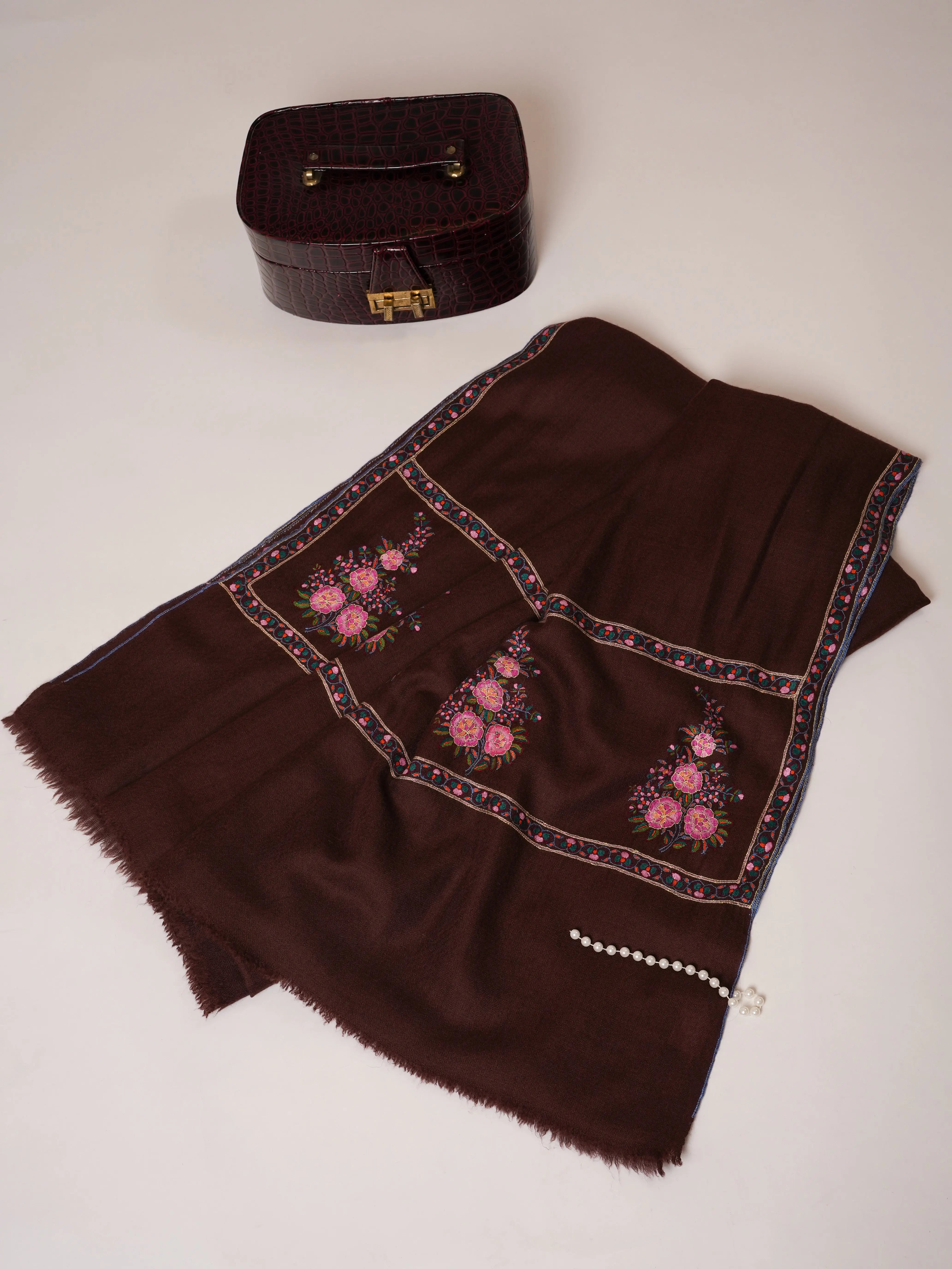 Oversized Floral Palla Hand Embroidered Pashmina Shawl Shahkaar Global