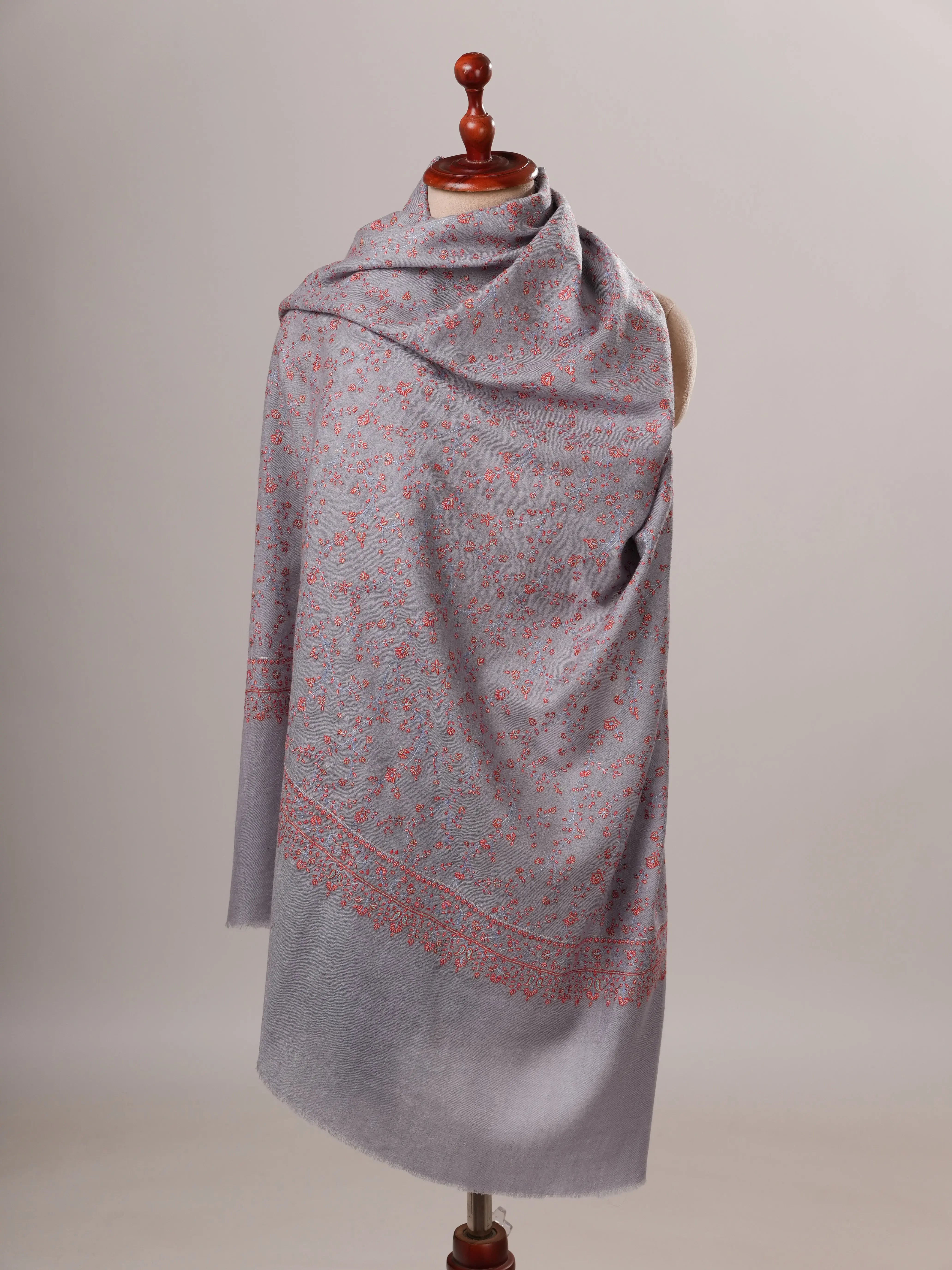 Hand Embroidered Fine Detailed Jali Soft Pashmina Shawl Shahkaar Global