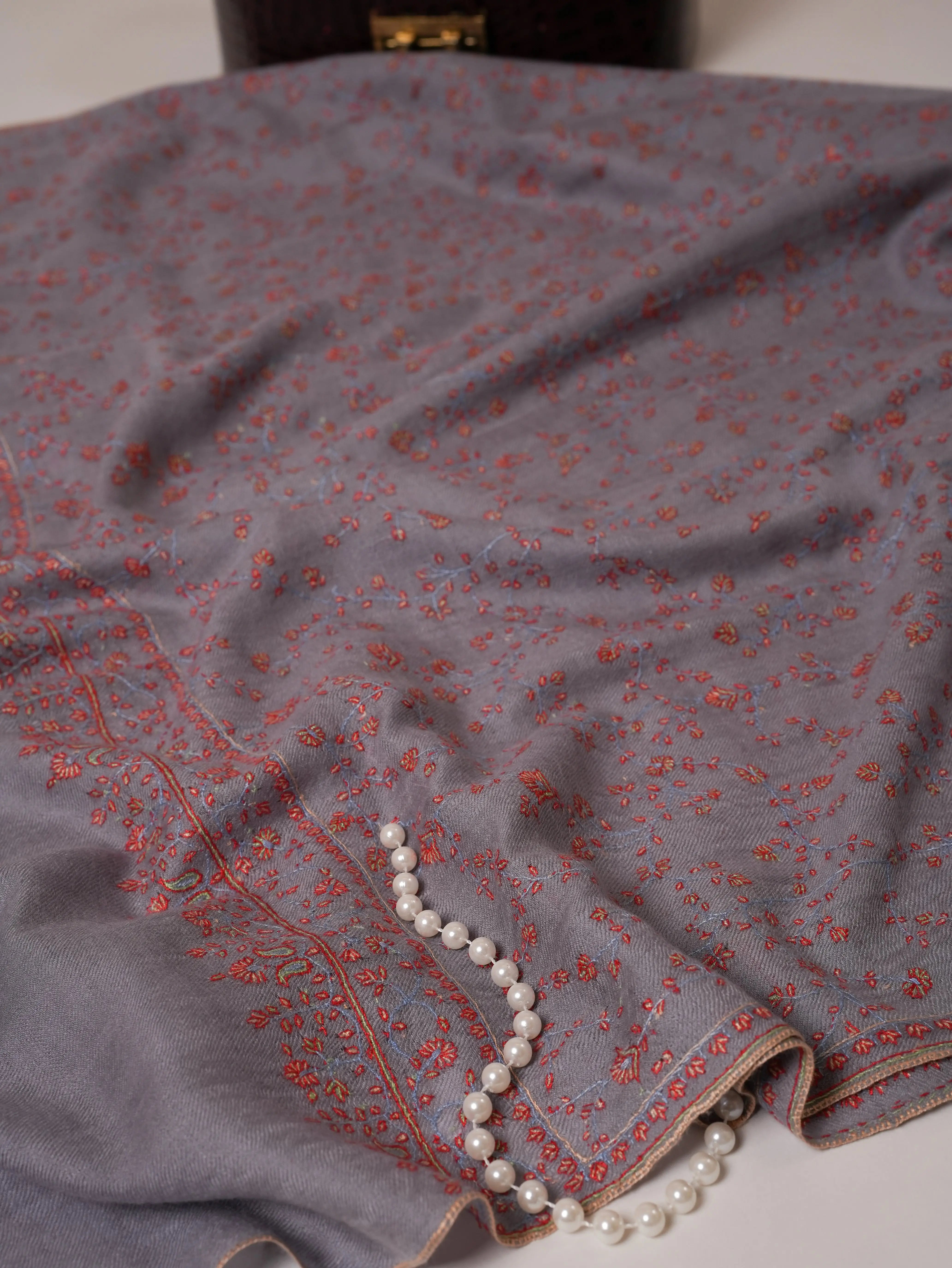 Hand Embroidered Fine Detailed Jali Soft Pashmina Shawl Shahkaar Global