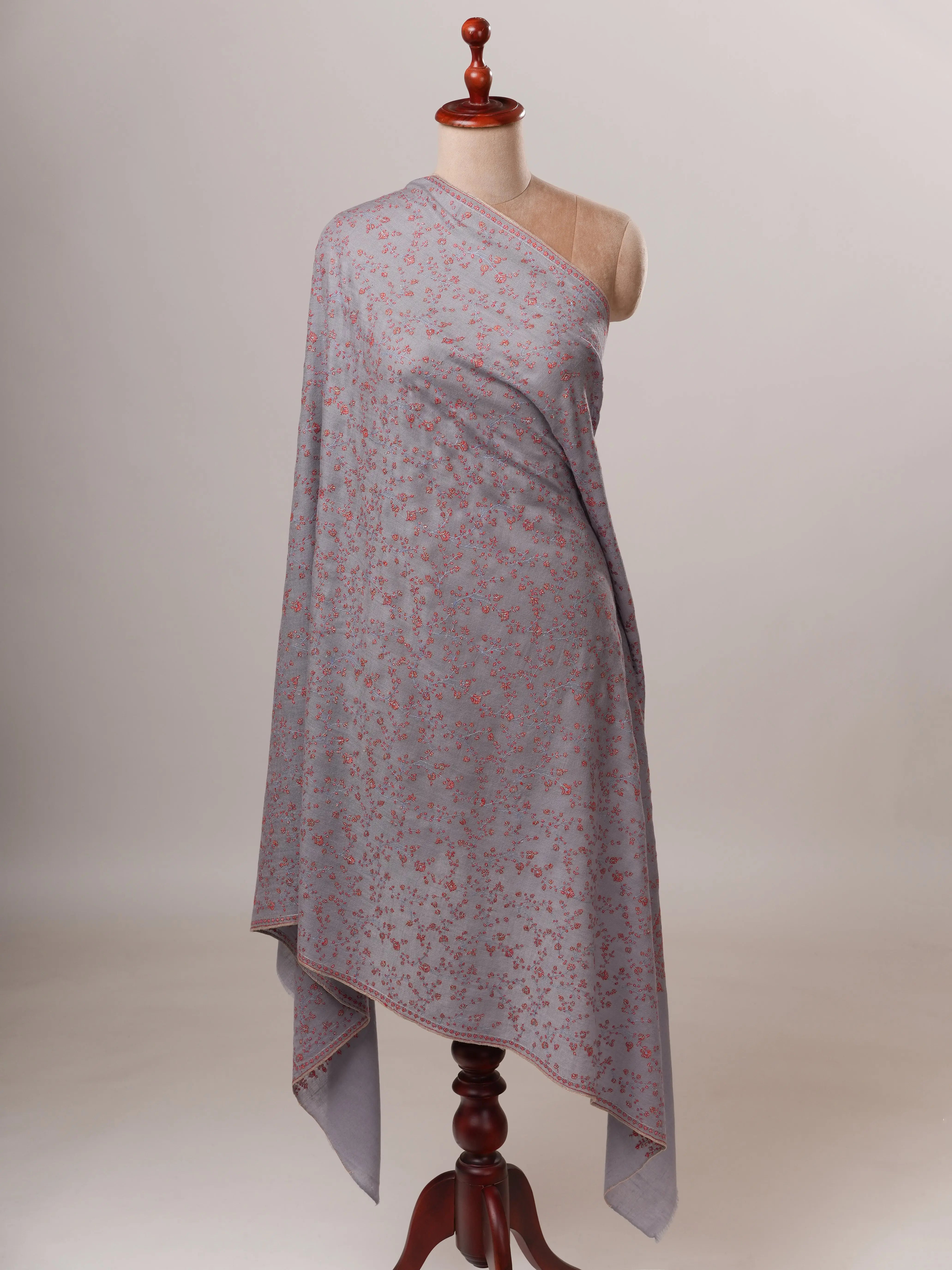 Hand Embroidered Fine Detailed Jali Soft Pashmina Shawl Shahkaar Global