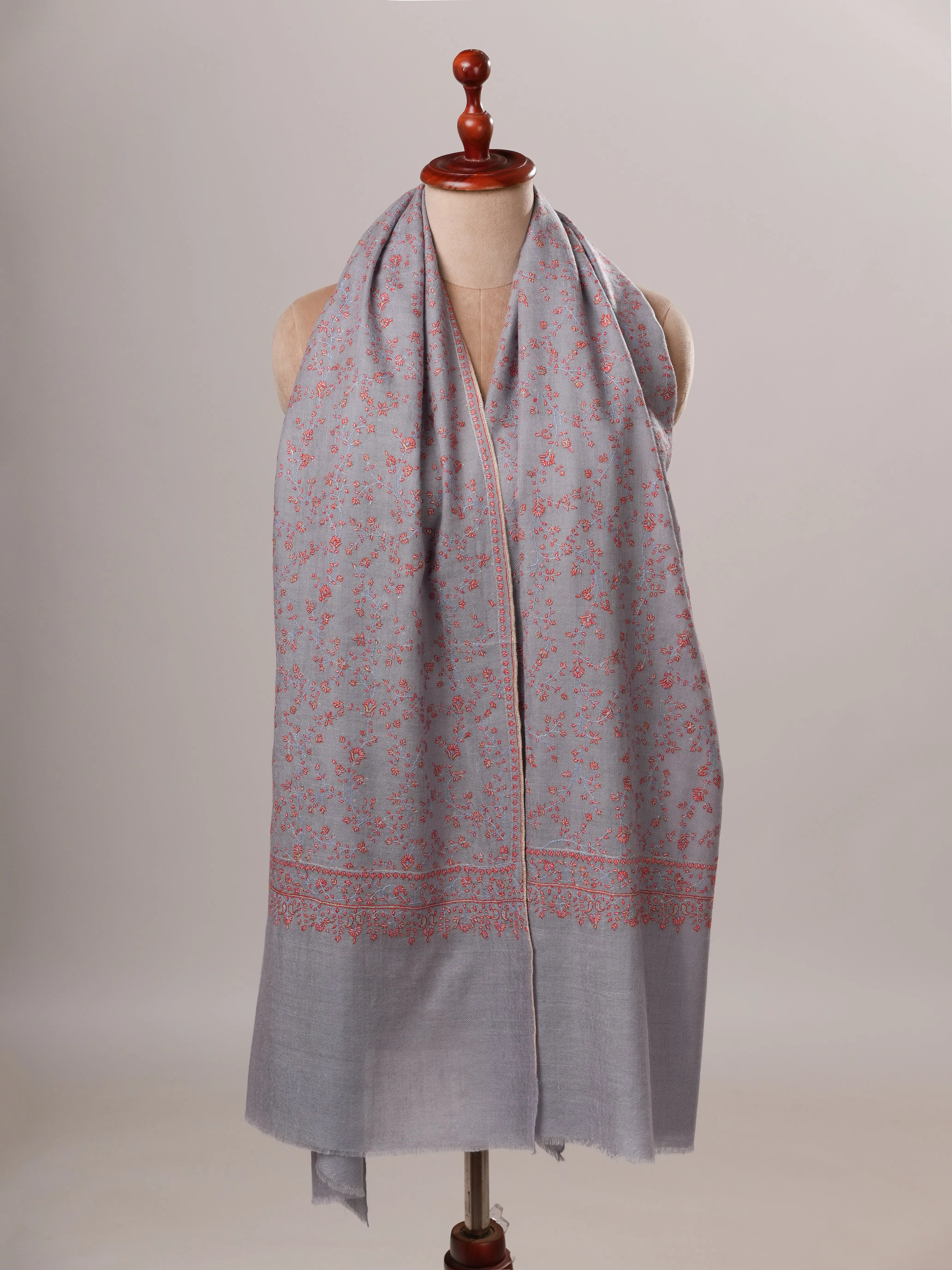 Hand Embroidered Fine Detailed Jali Soft Pashmina Shawl Shahkaar Global