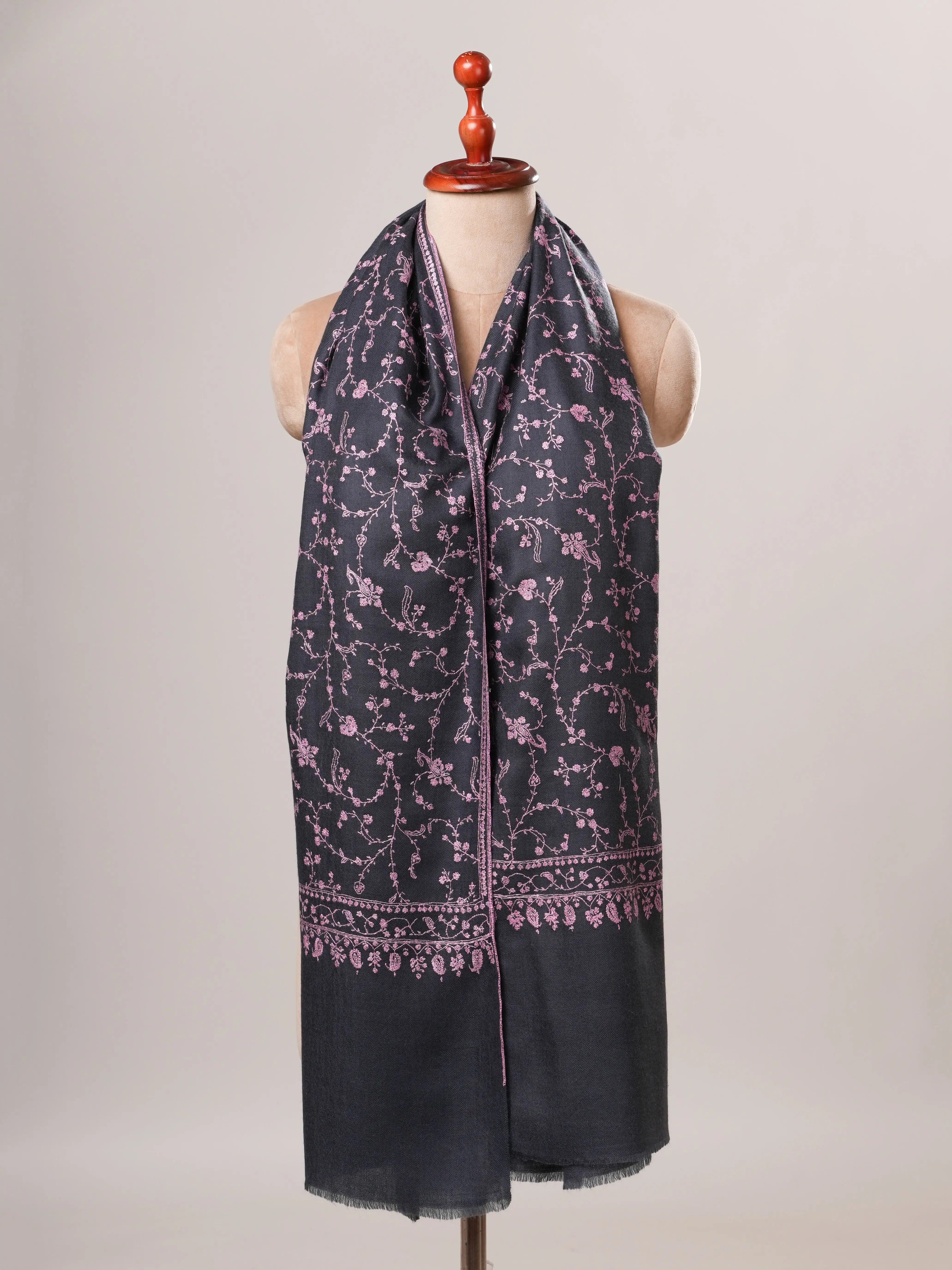 Featherlight Handwoven Pashmina Shawl with Detailed Hand Embroidery Shahkaar Global