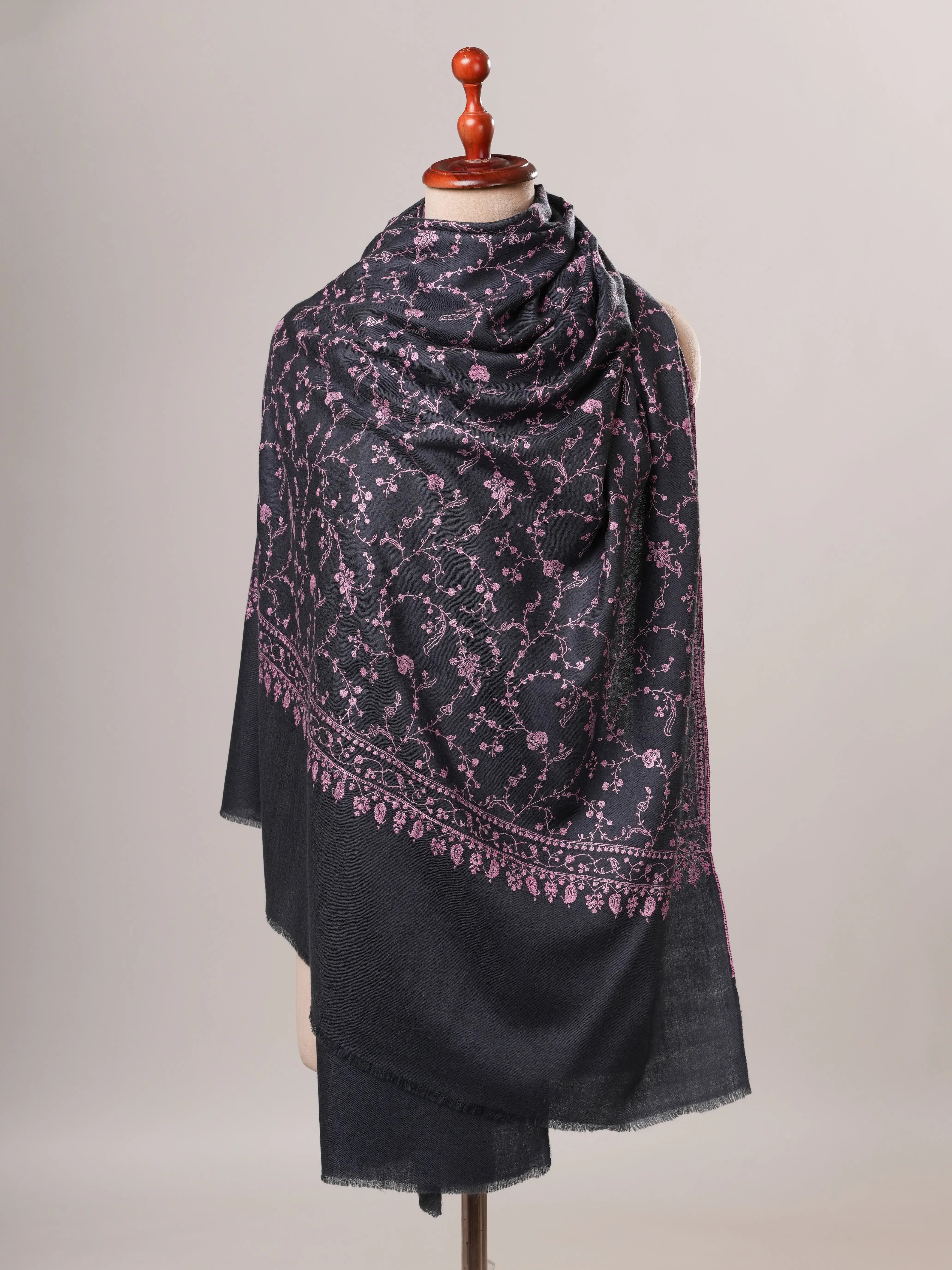 Featherlight Handwoven Pashmina Shawl with Detailed Hand Embroidery Shahkaar Global