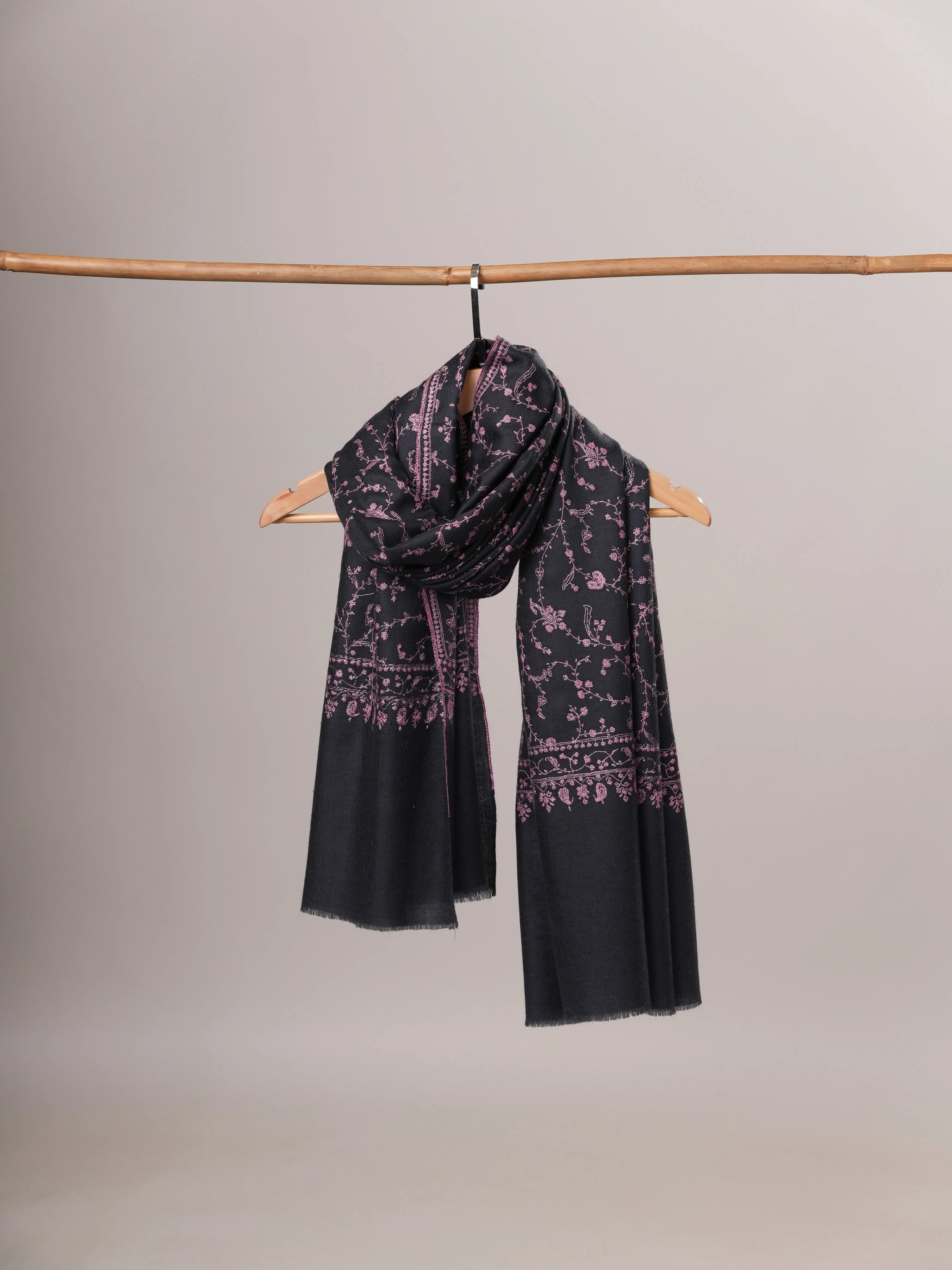 Featherlight Handwoven Pashmina Shawl with Detailed Hand Embroidery Shahkaar Global