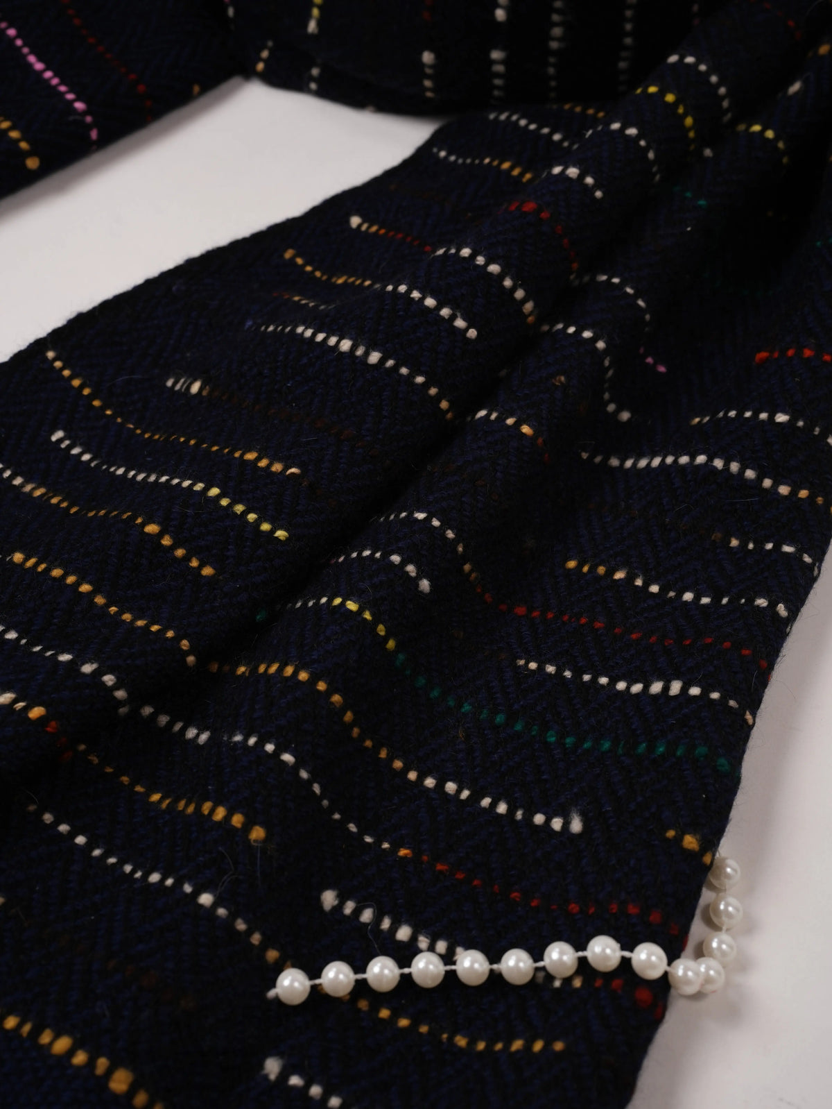 Dark Blue Thick Handwoven Original Cashmere Scarf