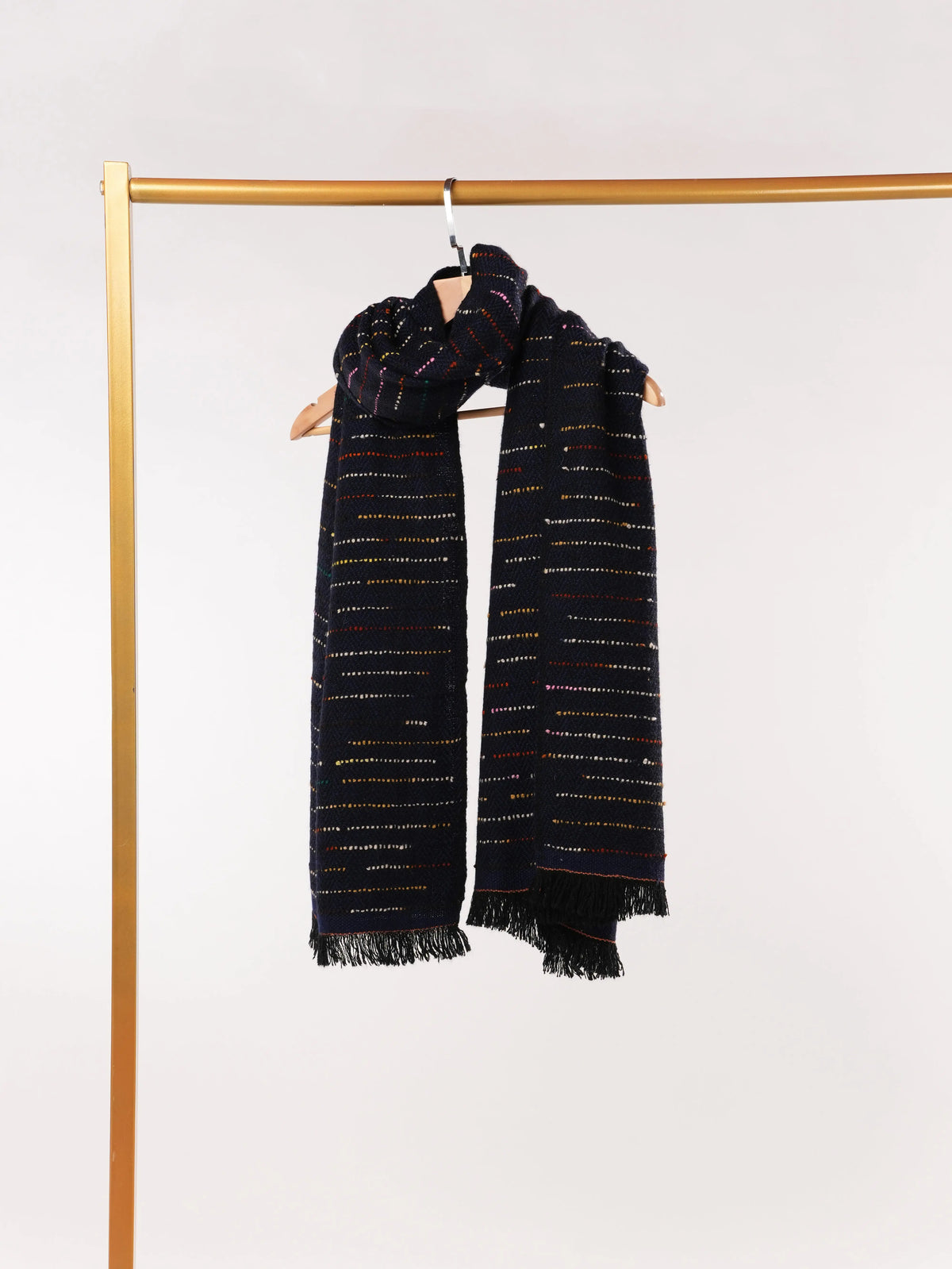 Handspun Navy Blue Thick Handwoven Authentic Cashmere Scarf