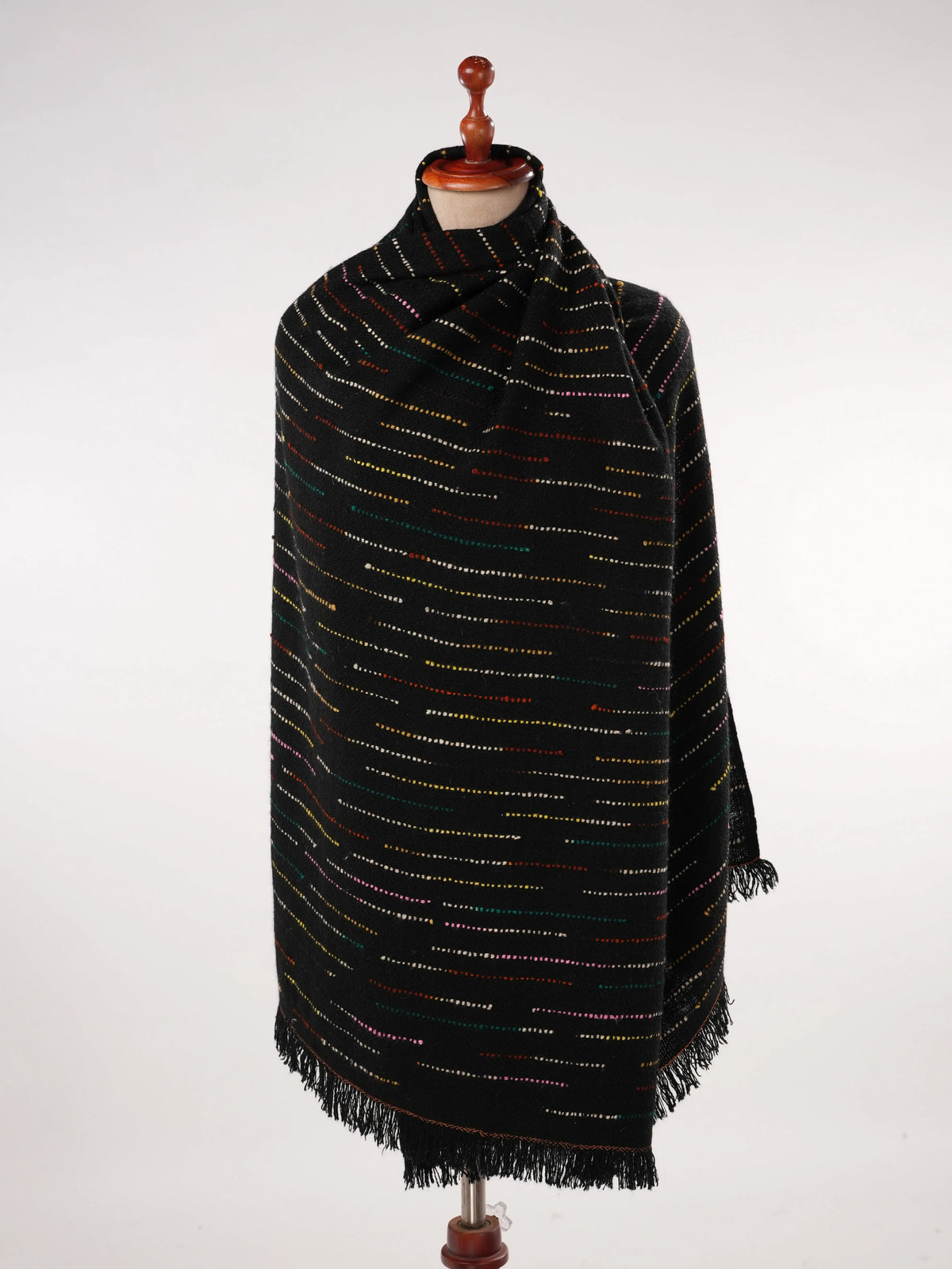 Black Handwoven Thick Genuine Cashmere Scarf