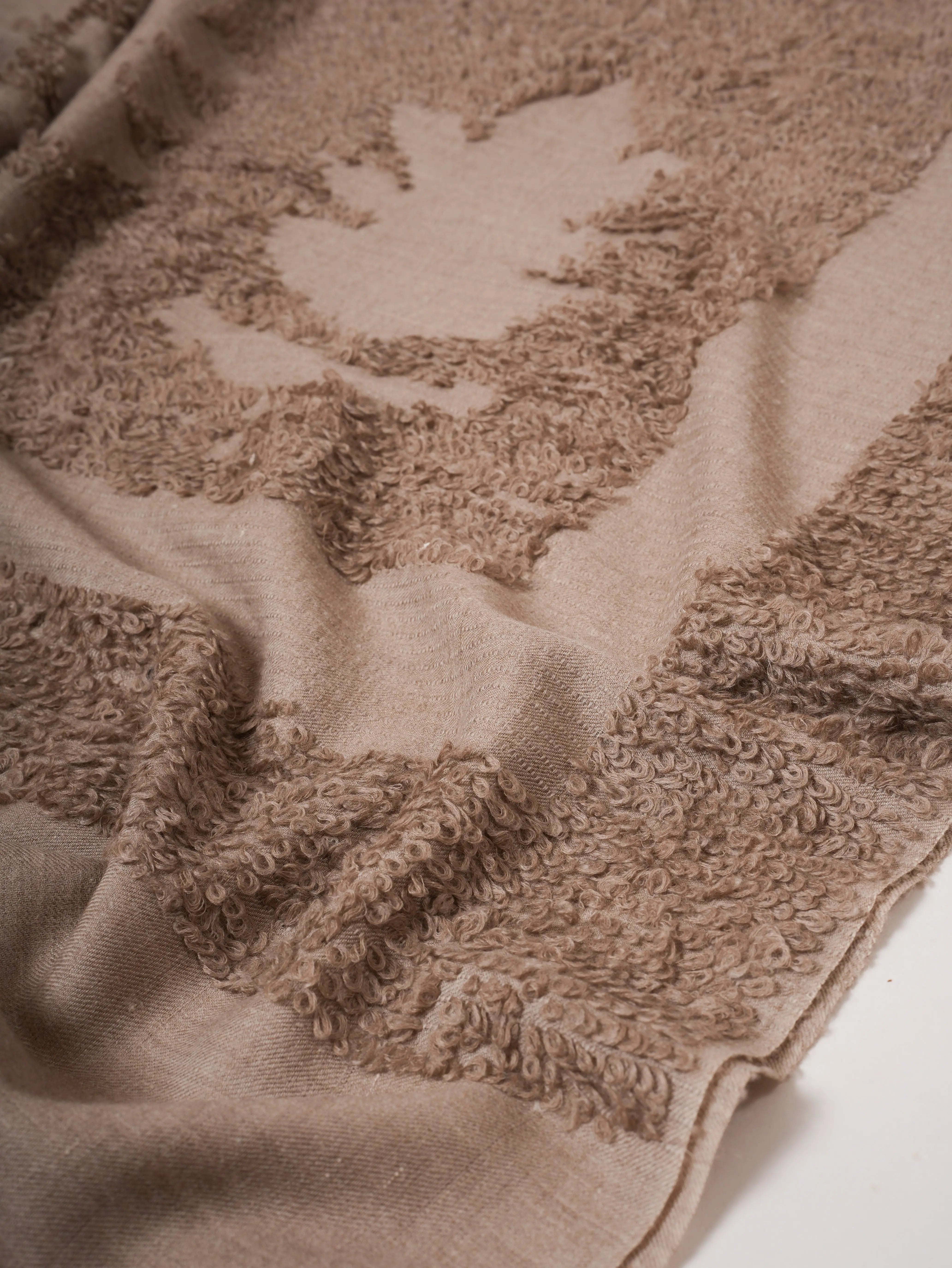 Natural Grey Handwoven Towel Weave Pashmina Shawl Shahkaar