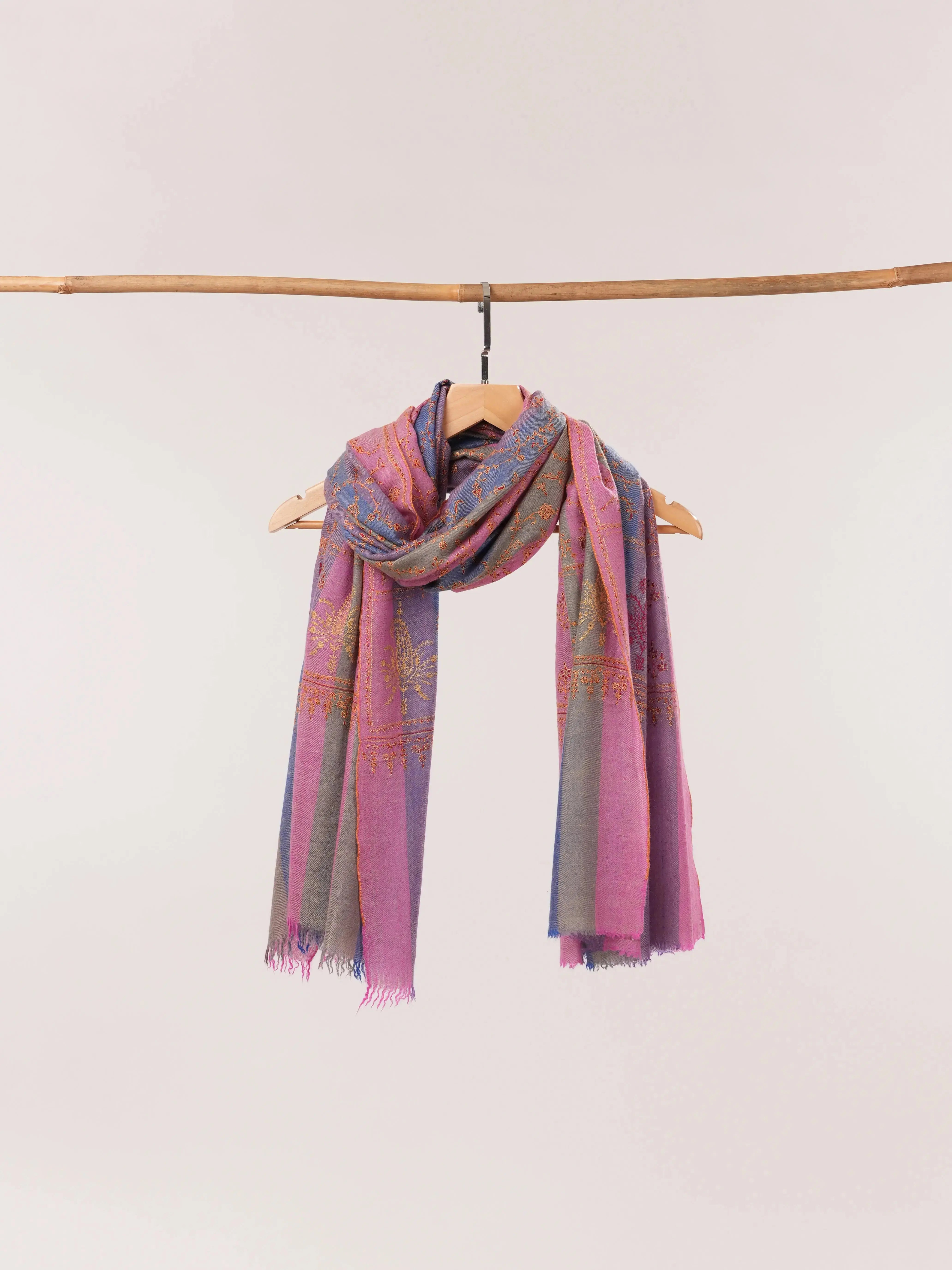 Khatrass Pure Pashmina Shawl with Detailed Jali Hand Embroidery Shahkaar.com