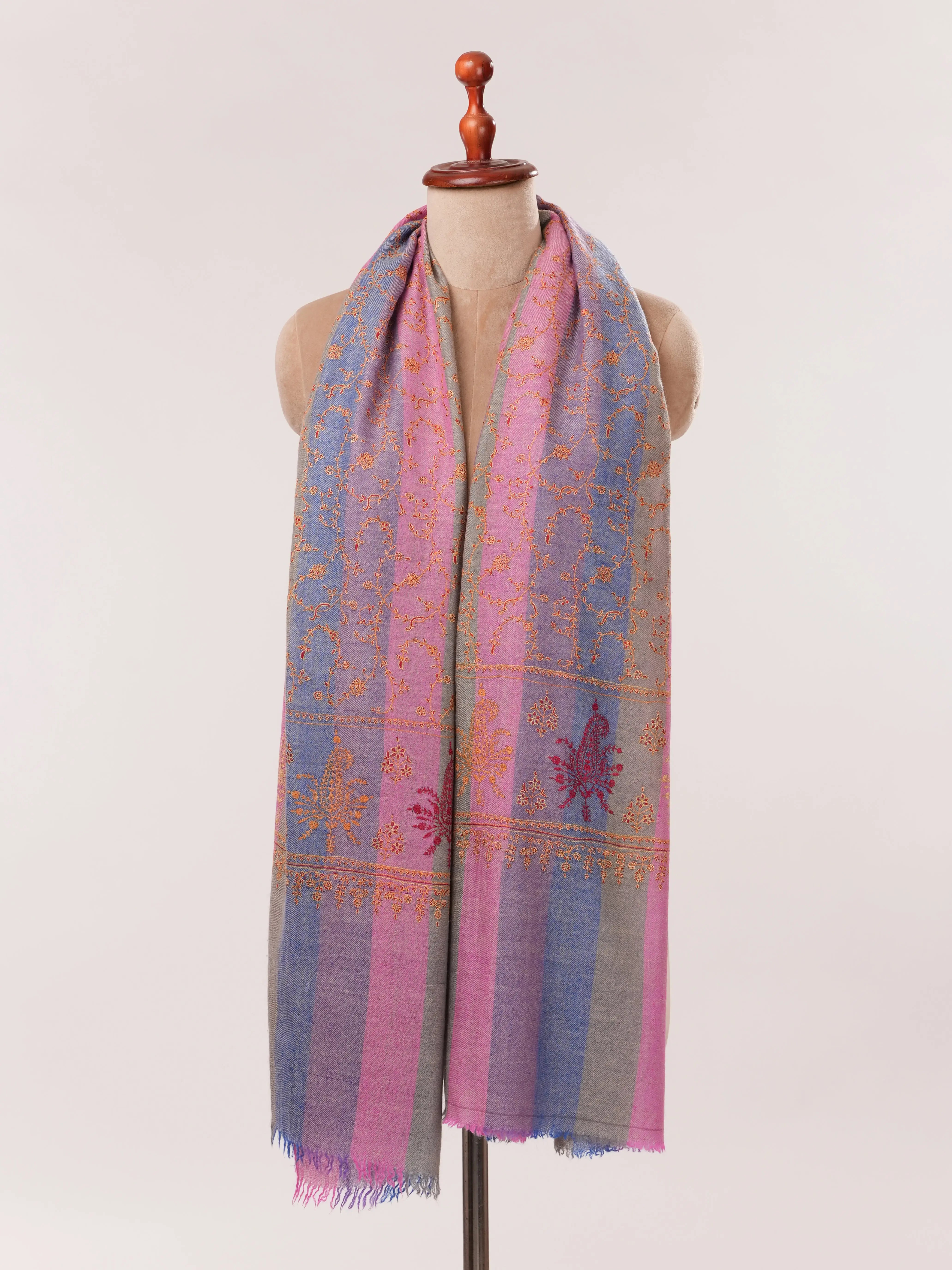 Khatrass Pure Pashmina Shawl with Detailed Jali Hand Embroidery Shahkaar.com