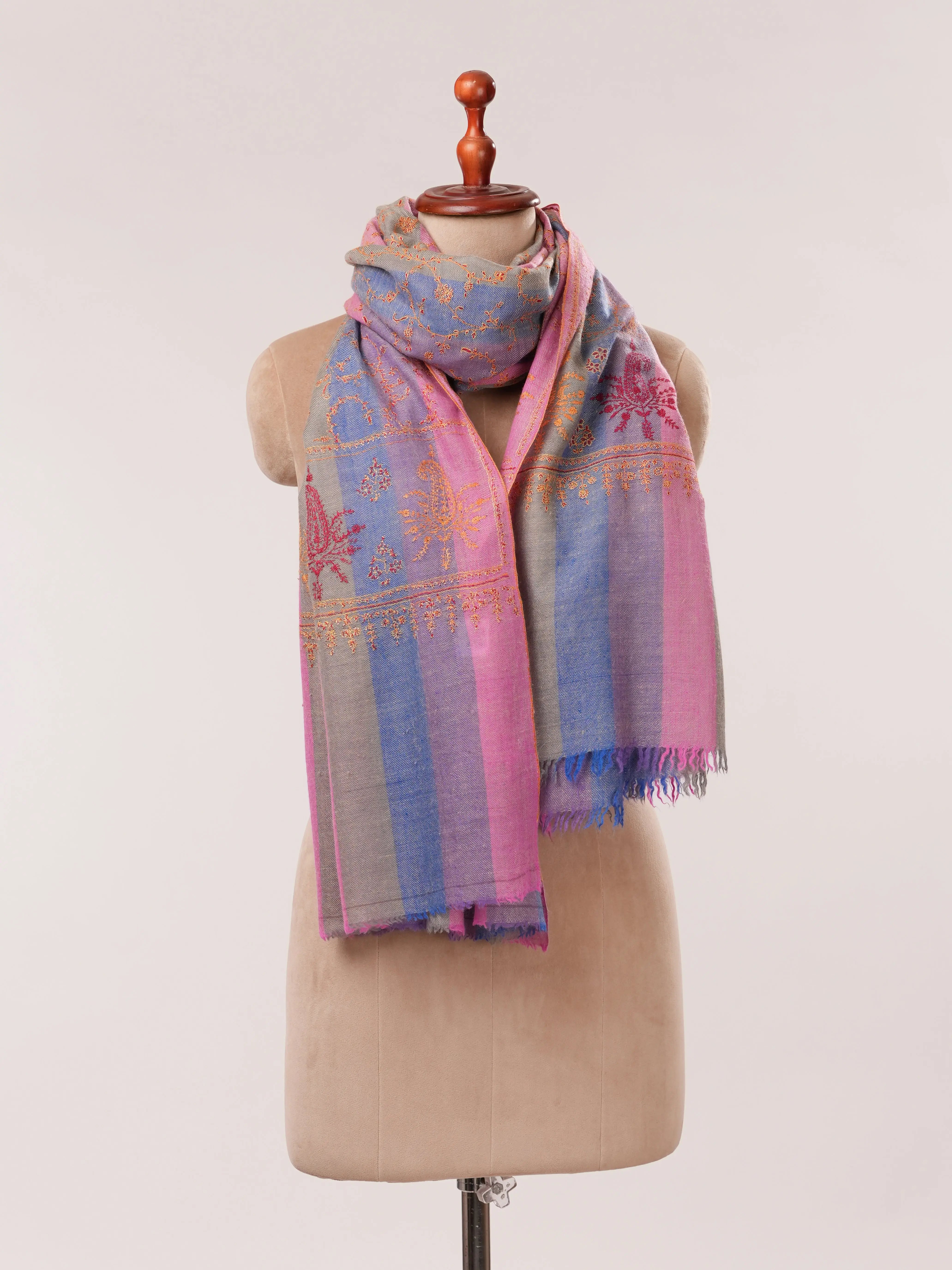 Khatrass Pure Pashmina Shawl with Detailed Jali Hand Embroidery Shahkaar.com