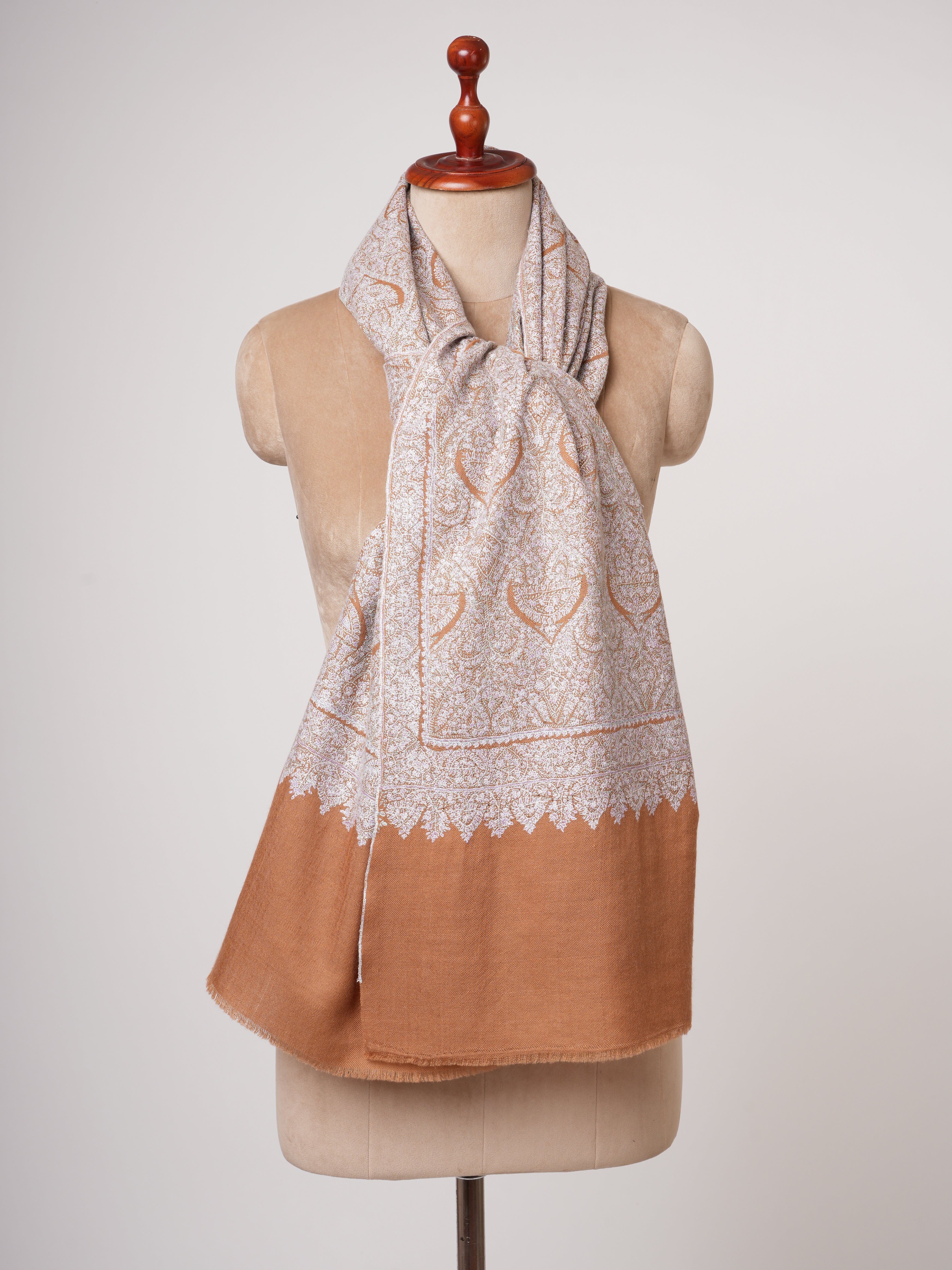Fine Sozni Embroidered Jamavar Pashmina Shawl | Handcrafted Kashmiri Luxury by Shahkaar