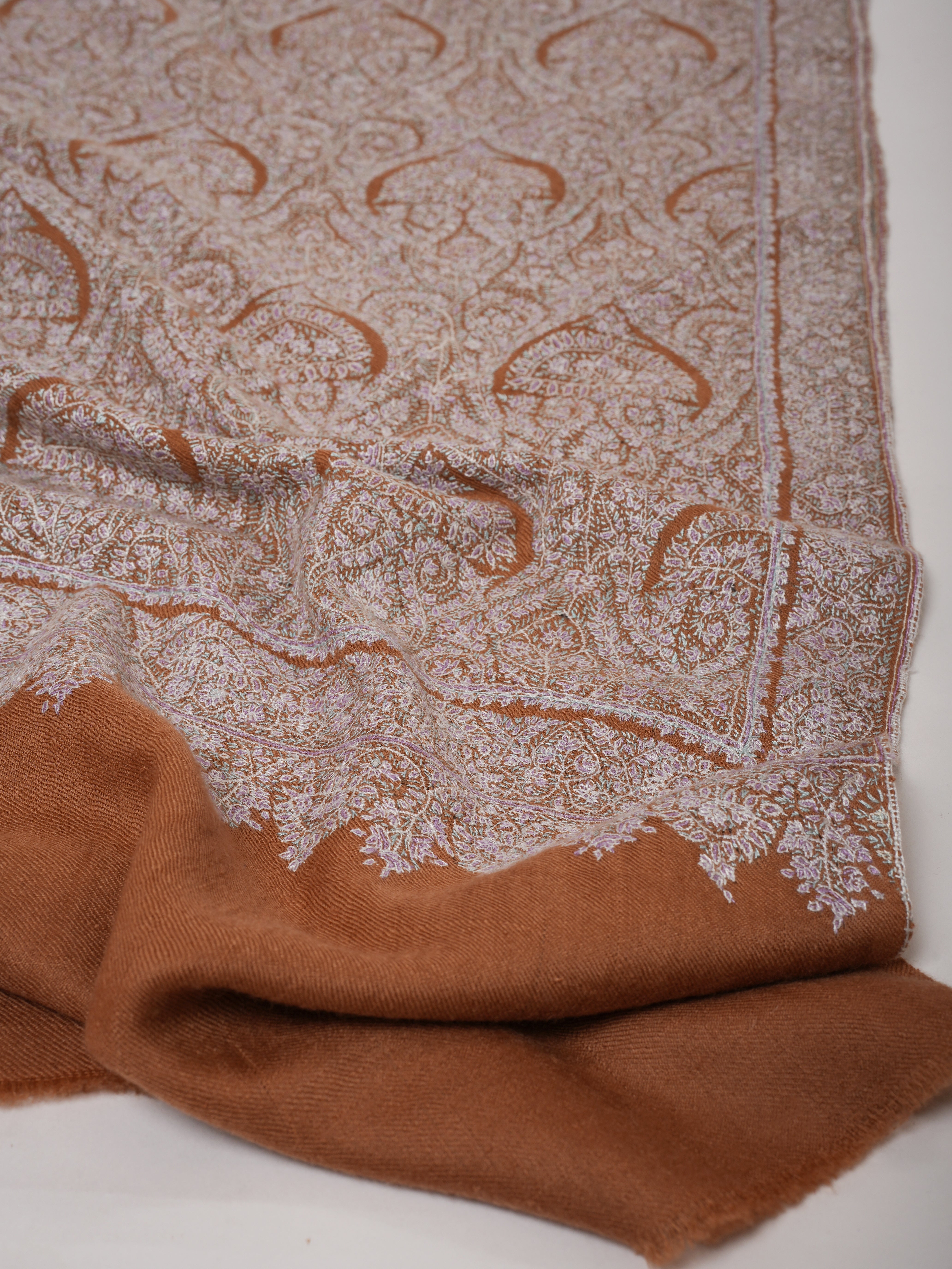Fine Sozni Embroidered Jamavar Pashmina Shawl | Handcrafted Kashmiri Luxury by Shahkaar