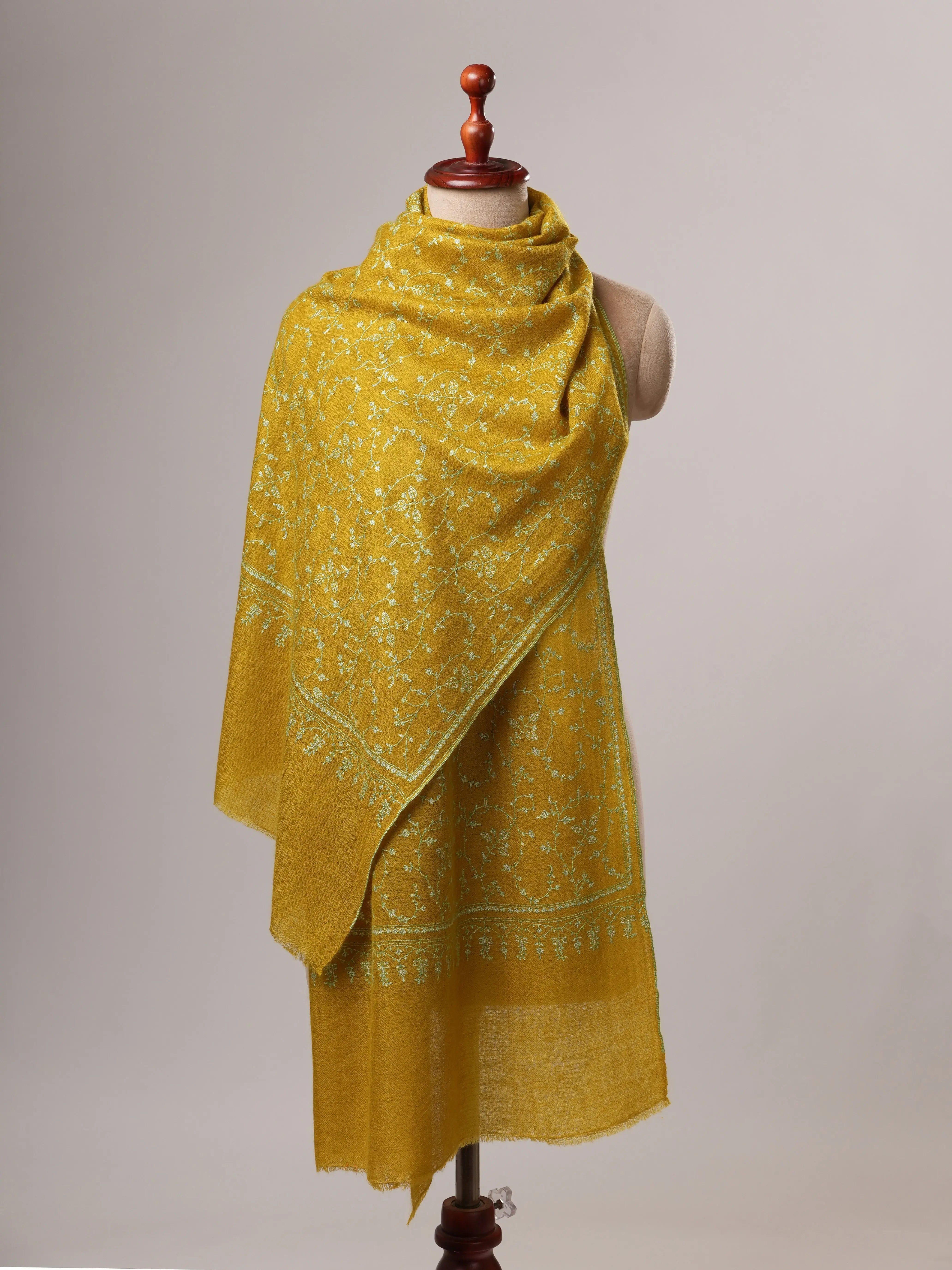 Featherlight Baby Soft Handwoven Cashmere Scarf with Hand Embroidery Shahkaar