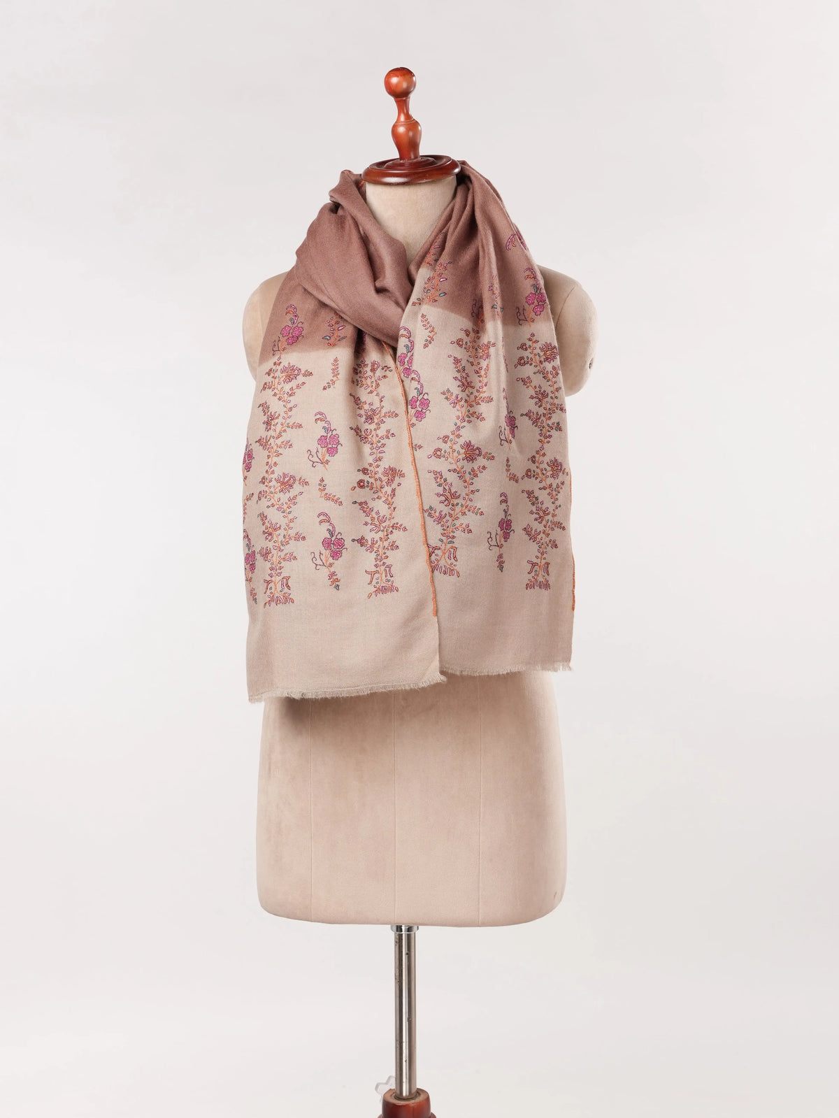 Palldar Kashmiri Handwoven Pashmina Shawl with Hand Sozni Embroidery Shahkaar.com