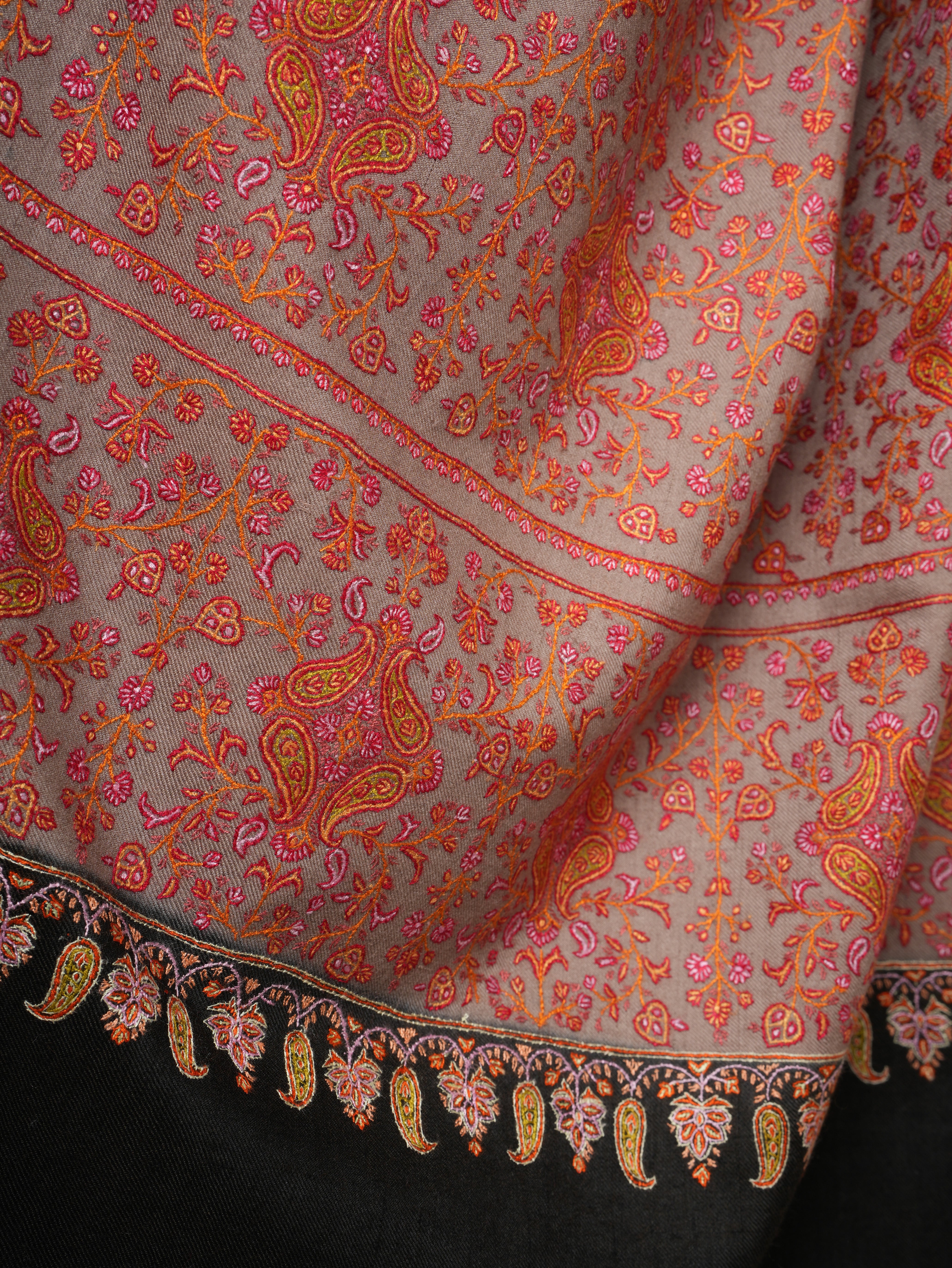 Sozni Embroidery Pashmina Shawl | Authentic Handwoven Kashmiri Cashmere