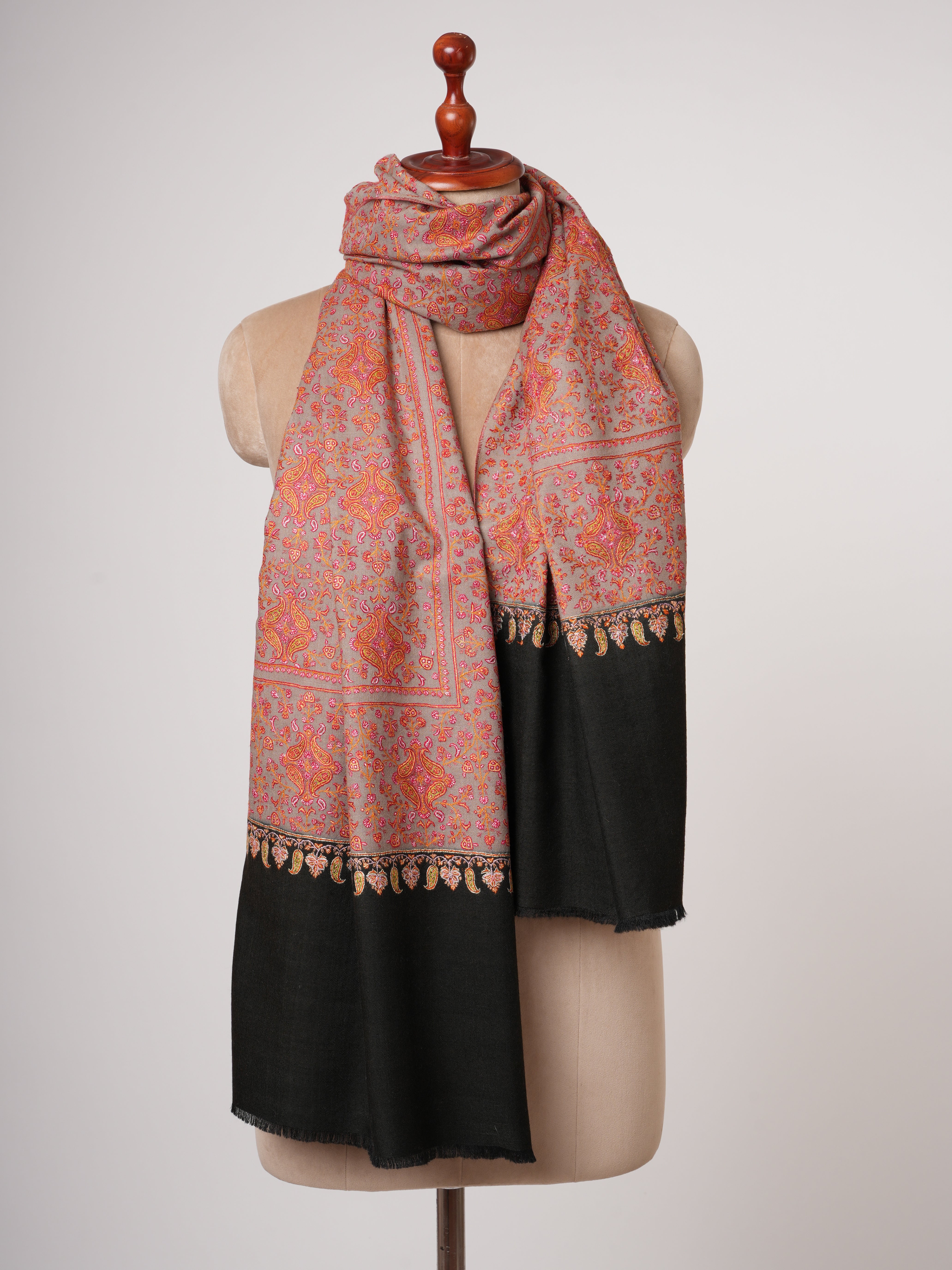 Sozni Embroidery Pashmina Shawl | Authentic Handwoven Kashmiri Cashmere